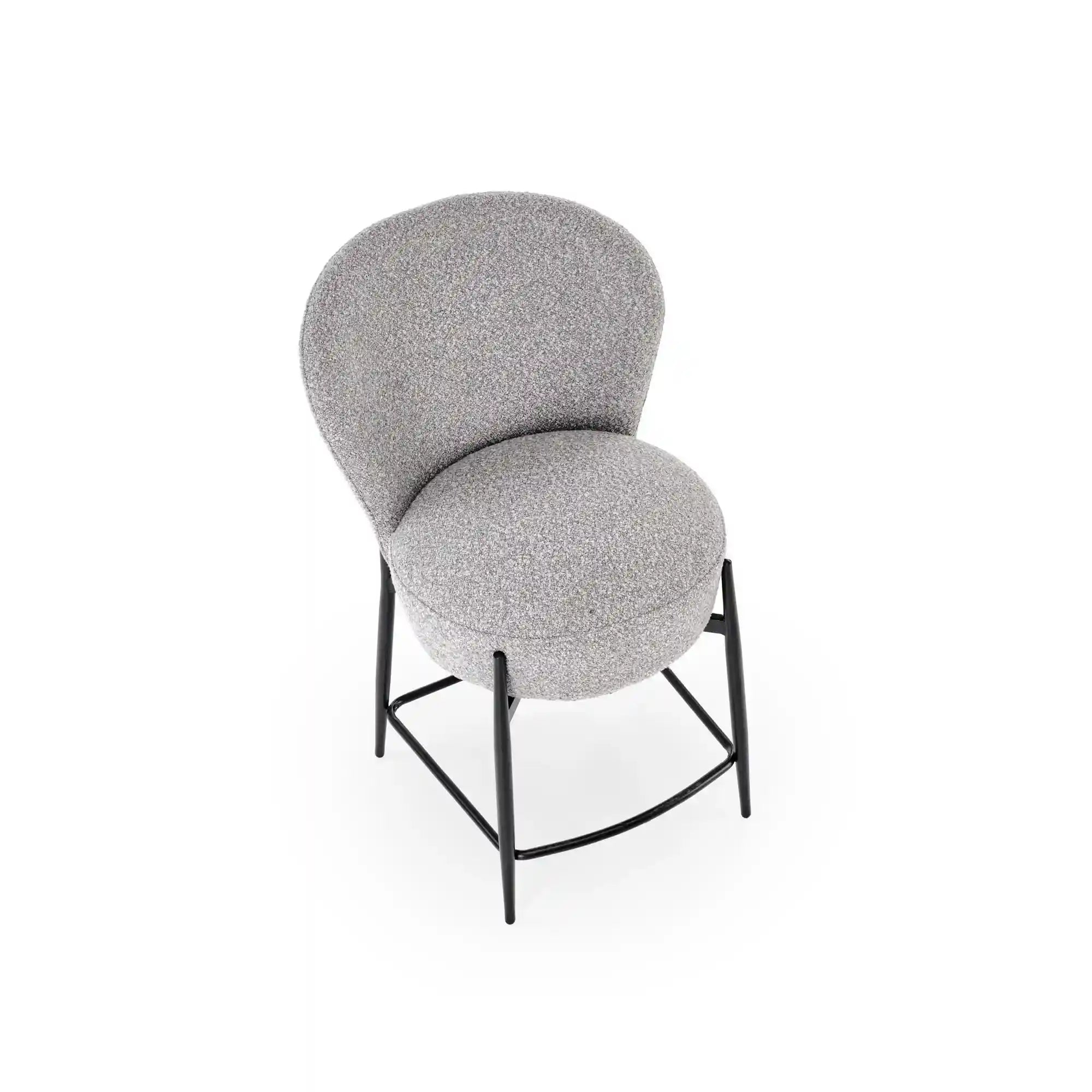 Scaun bar H126, gri/negru, stofa/metal, 57x61x95 cm