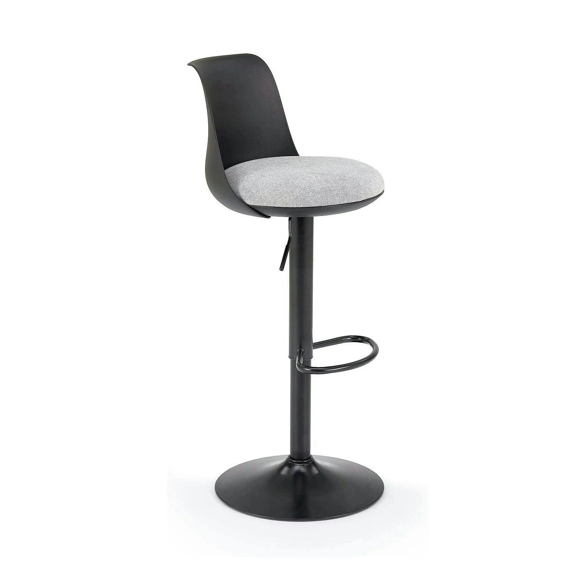 Scaun bar H127, negru/gri, stofa clasica/polipropilena/metal, 40x46x88/108 cm