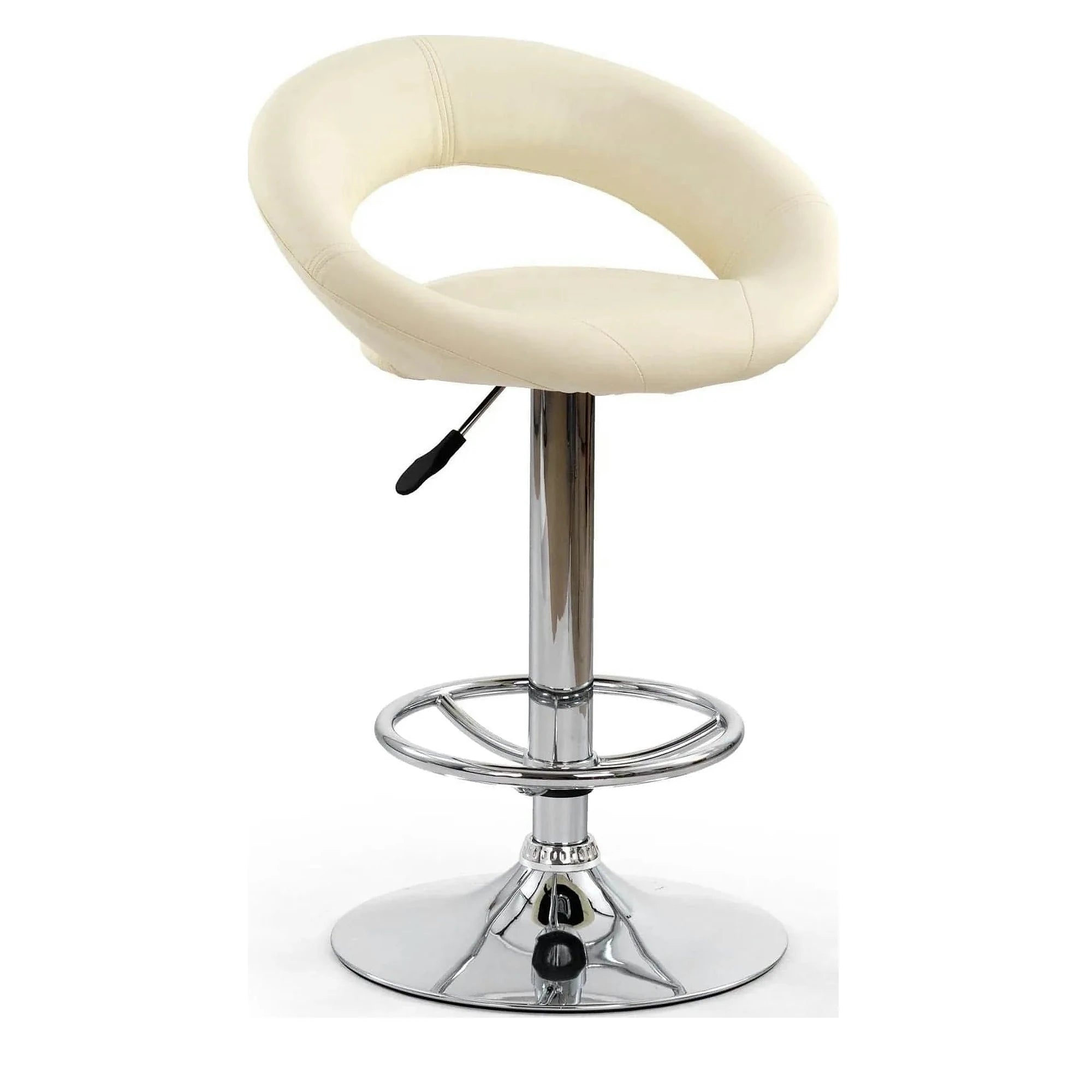 Scaun bar H15, crem/crom, piele ecologica/metal, 54x46x80/102 cm