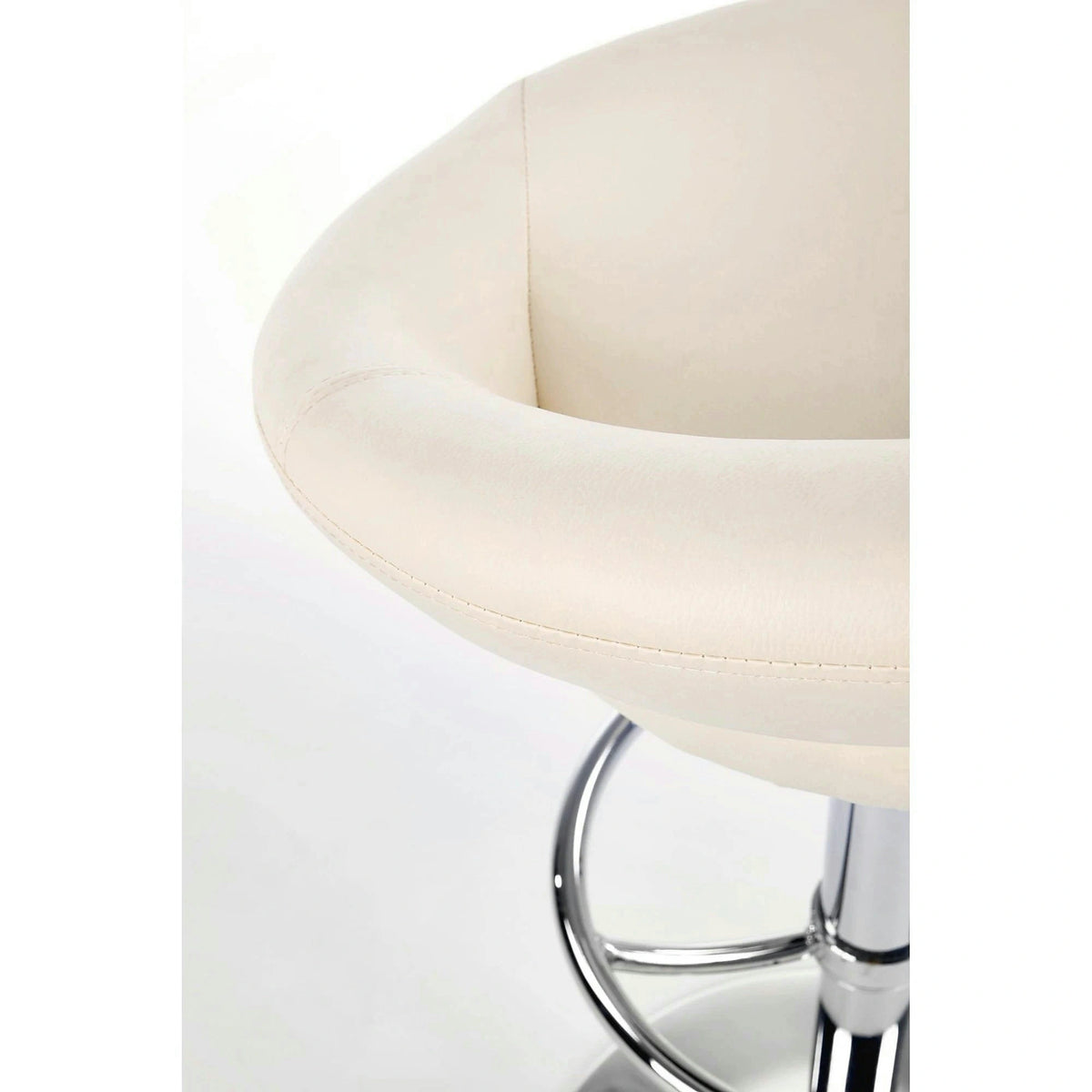 Scaun bar H15, crem/crom, piele ecologica/metal, 54x46x80/102 cm