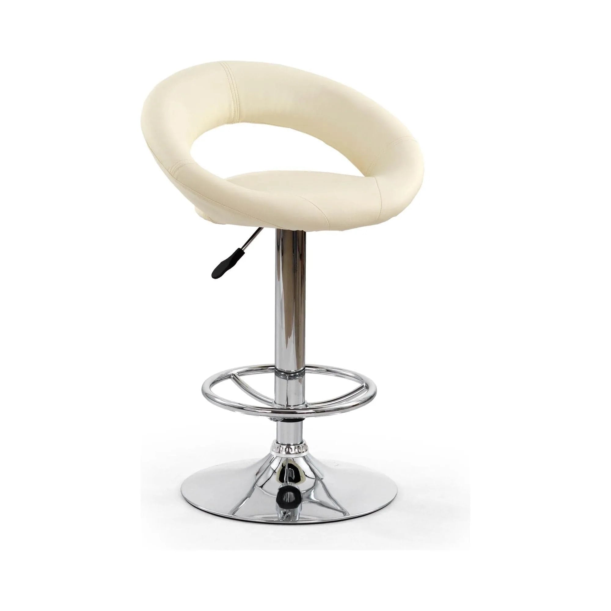 Scaun bar H15, crem/crom, piele ecologica/metal, 54x46x80/102 cm