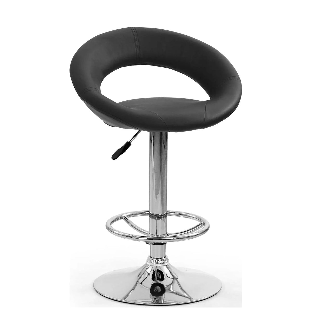 Scaun bar H15, negru/crom, piele ecologica/metal, 54x46x80/102 cm