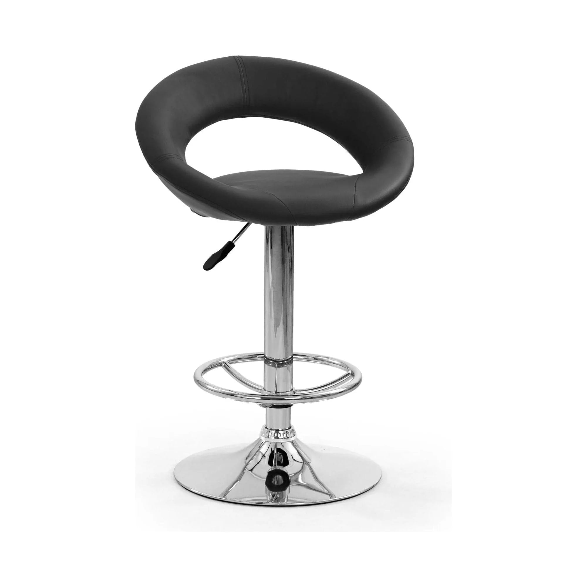 Scaun bar H15, negru/crom, piele ecologica/metal, 54x46x80/102 cm