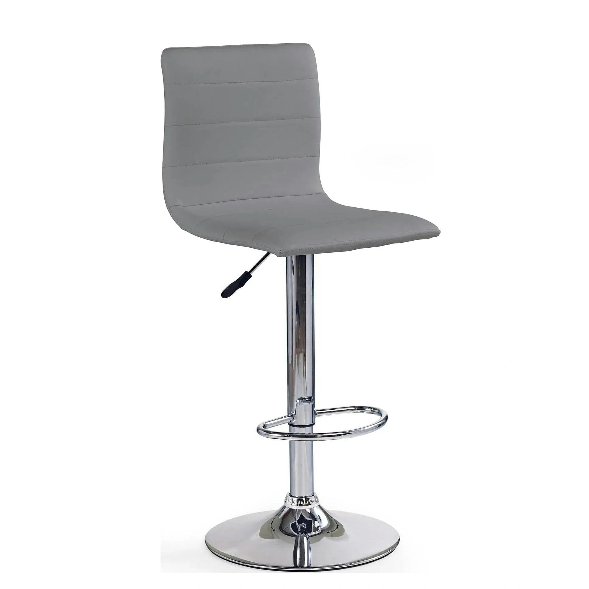 Scaun bar H21, gri/crom, piele ecologica/otel, 40x42x93/115 cm