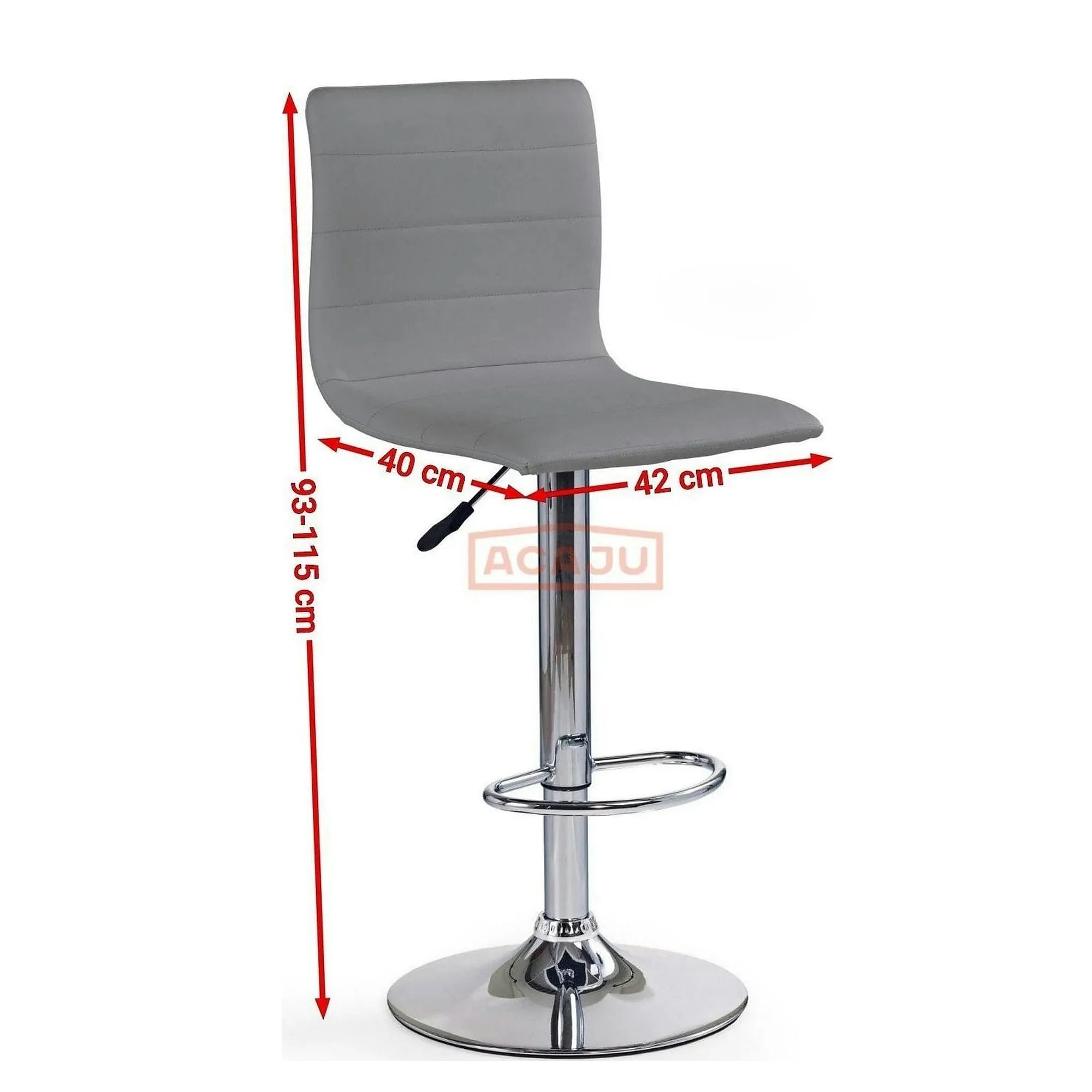 Scaun bar H21, gri/crom, piele ecologica/otel, 40x42x93/115 cm