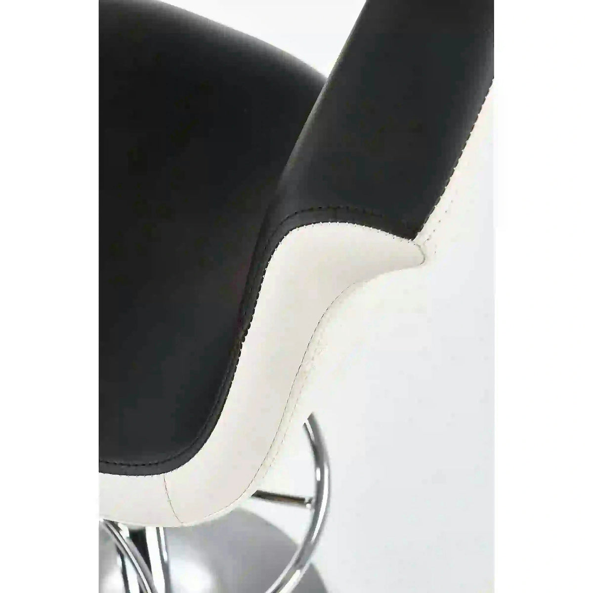 Scaun bar H46, negru/alb/crom, piele ecologica/otel, 60x46x93/115 cm