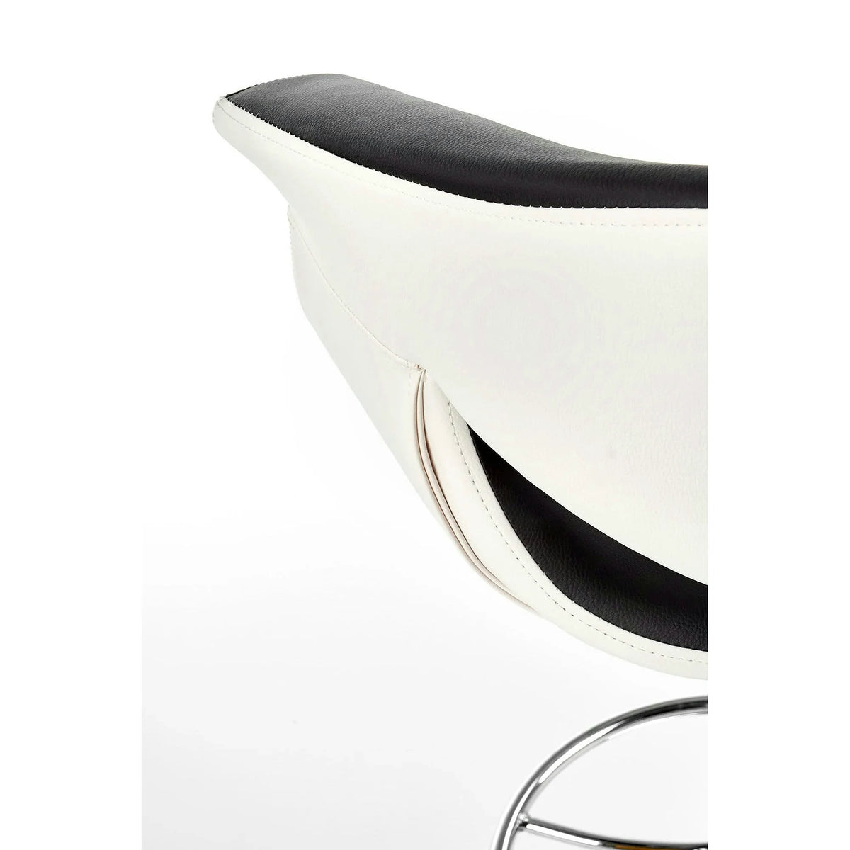 Scaun bar H46, negru/alb/crom, piele ecologica/otel, 60x46x93/115 cm