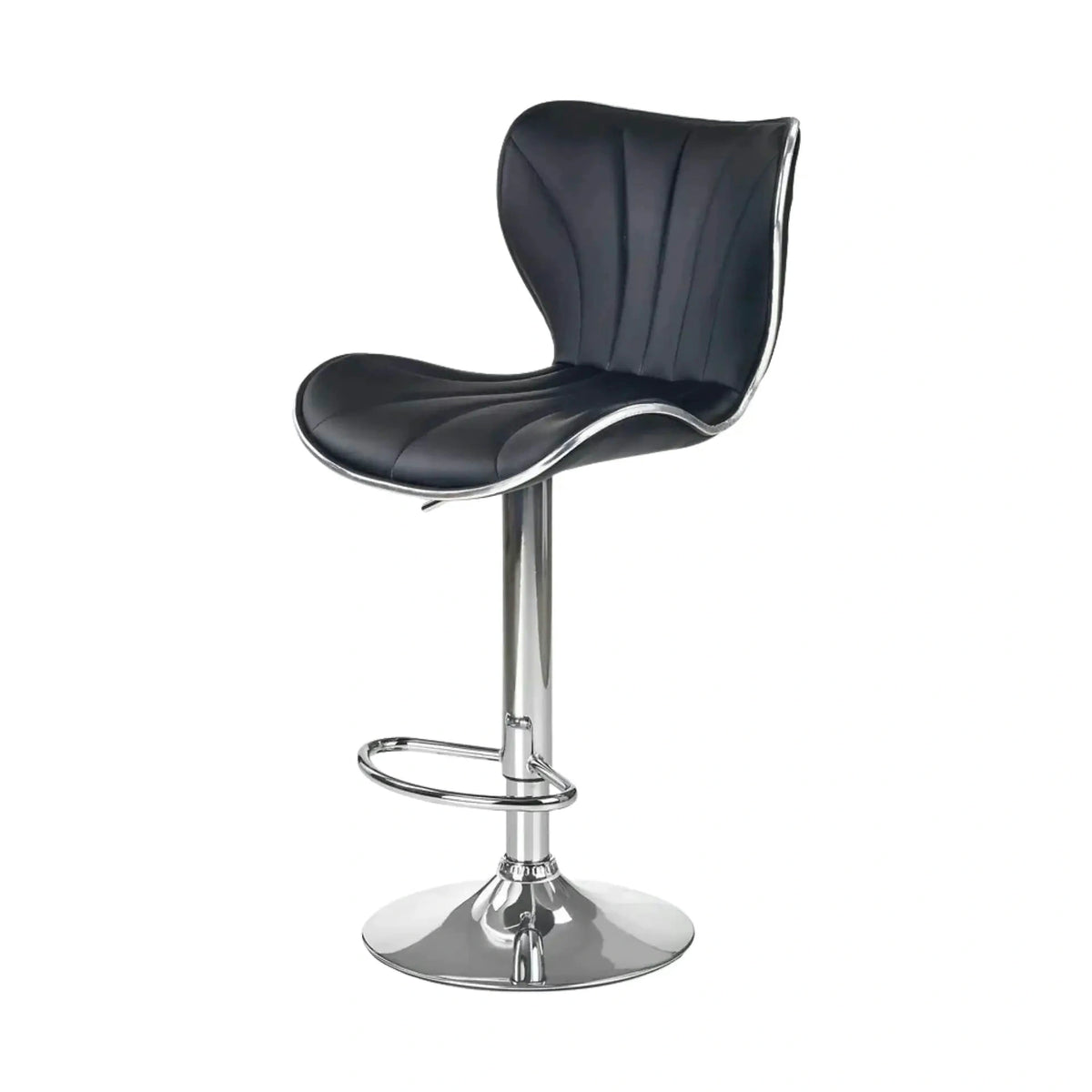 Scaun bar H69, negru/crom, piele ecologica/otel, 48x55x91/111 cm