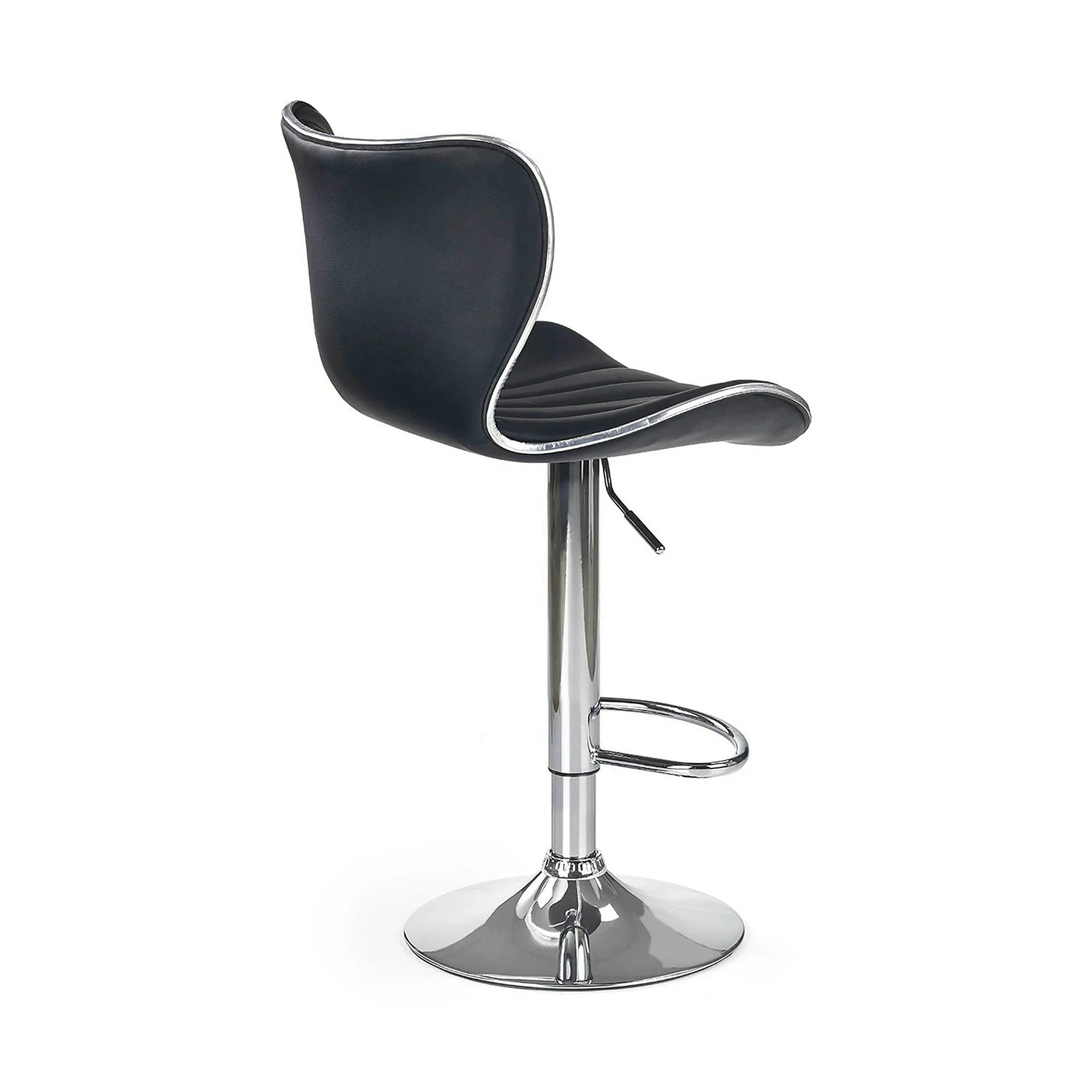 Scaun bar H69, negru/crom, piele ecologica/otel, 48x55x91/111 cm