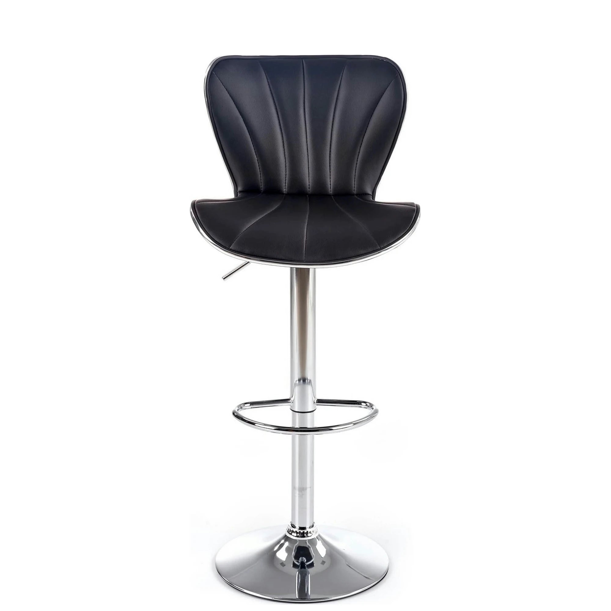Scaun bar H69, negru/crom, piele ecologica/otel, 48x55x91/111 cm