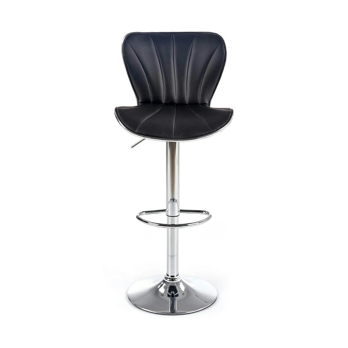 Scaun bar H69, negru/crom, piele ecologica/otel, 48x55x91/111 cm