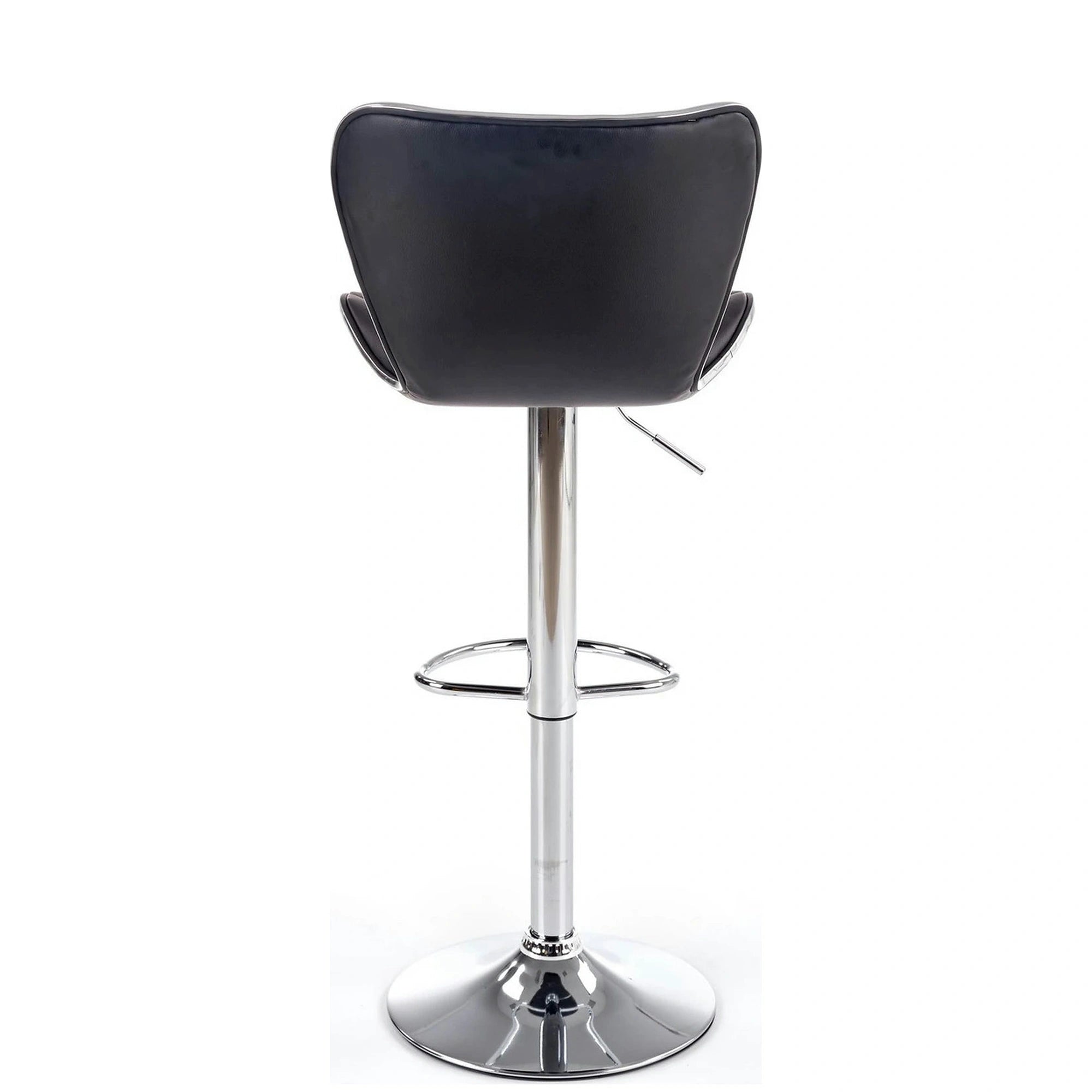 Scaun bar H69, negru/crom, piele ecologica/otel, 48x55x91/111 cm