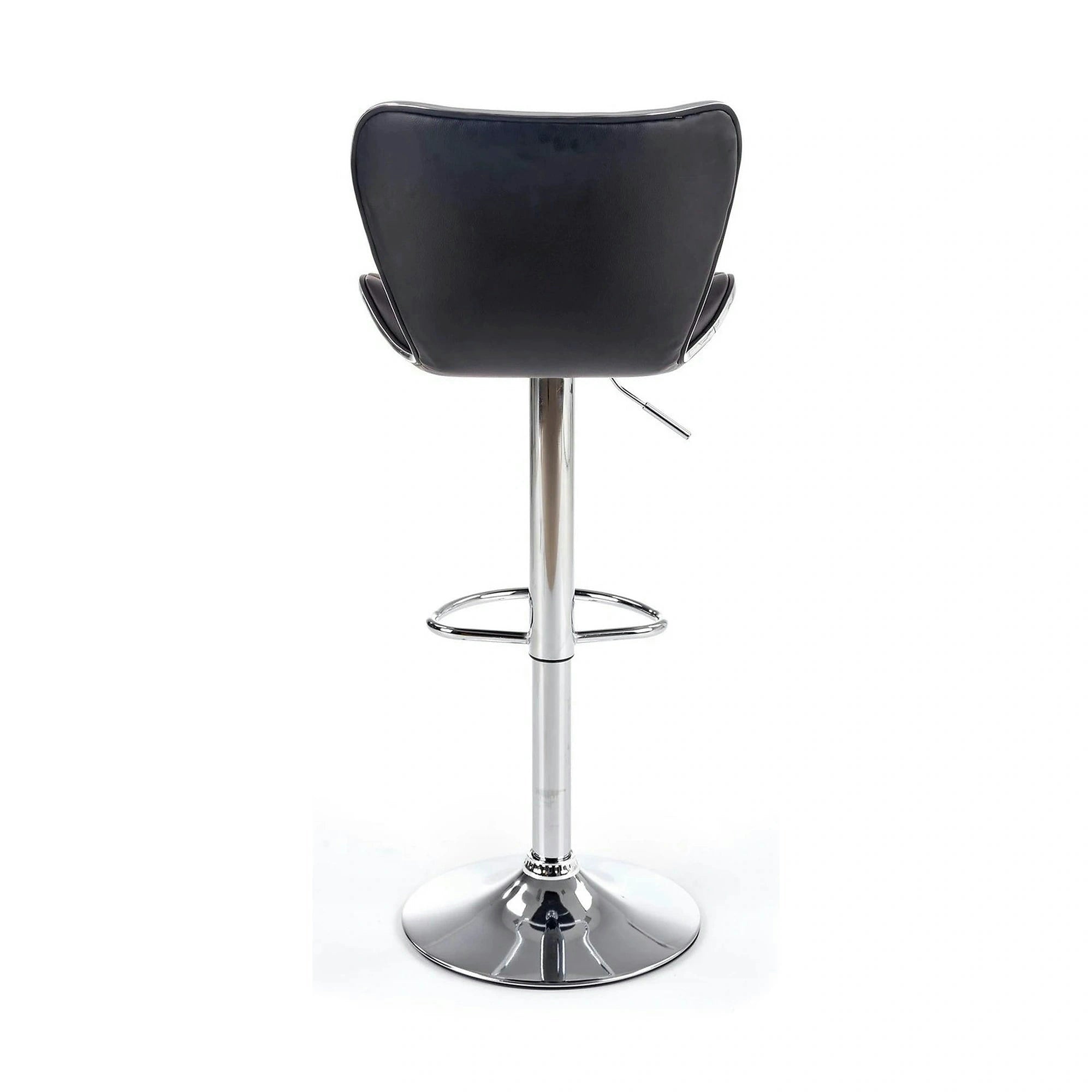 Scaun bar H69, negru/crom, piele ecologica/otel, 48x55x91/111 cm