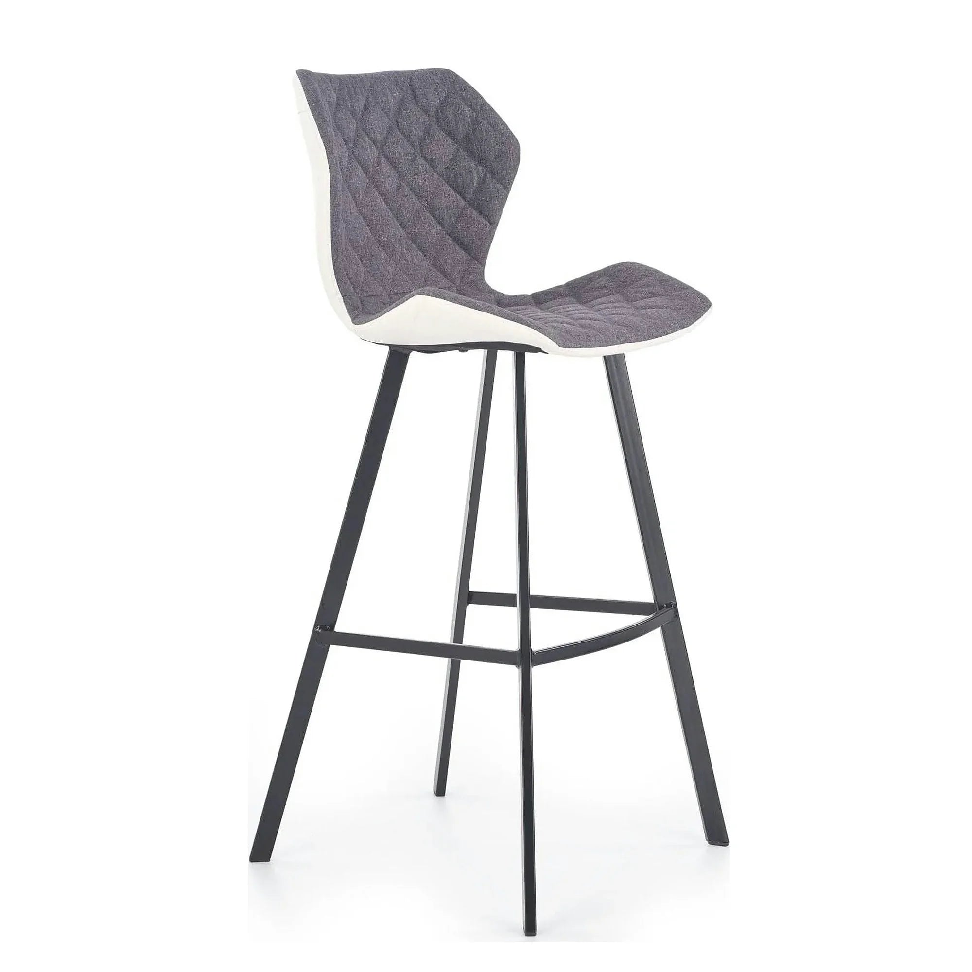 Scaun bar H83, gri/negru, stofa/piele ecologica/metal, 50x48x101 cm