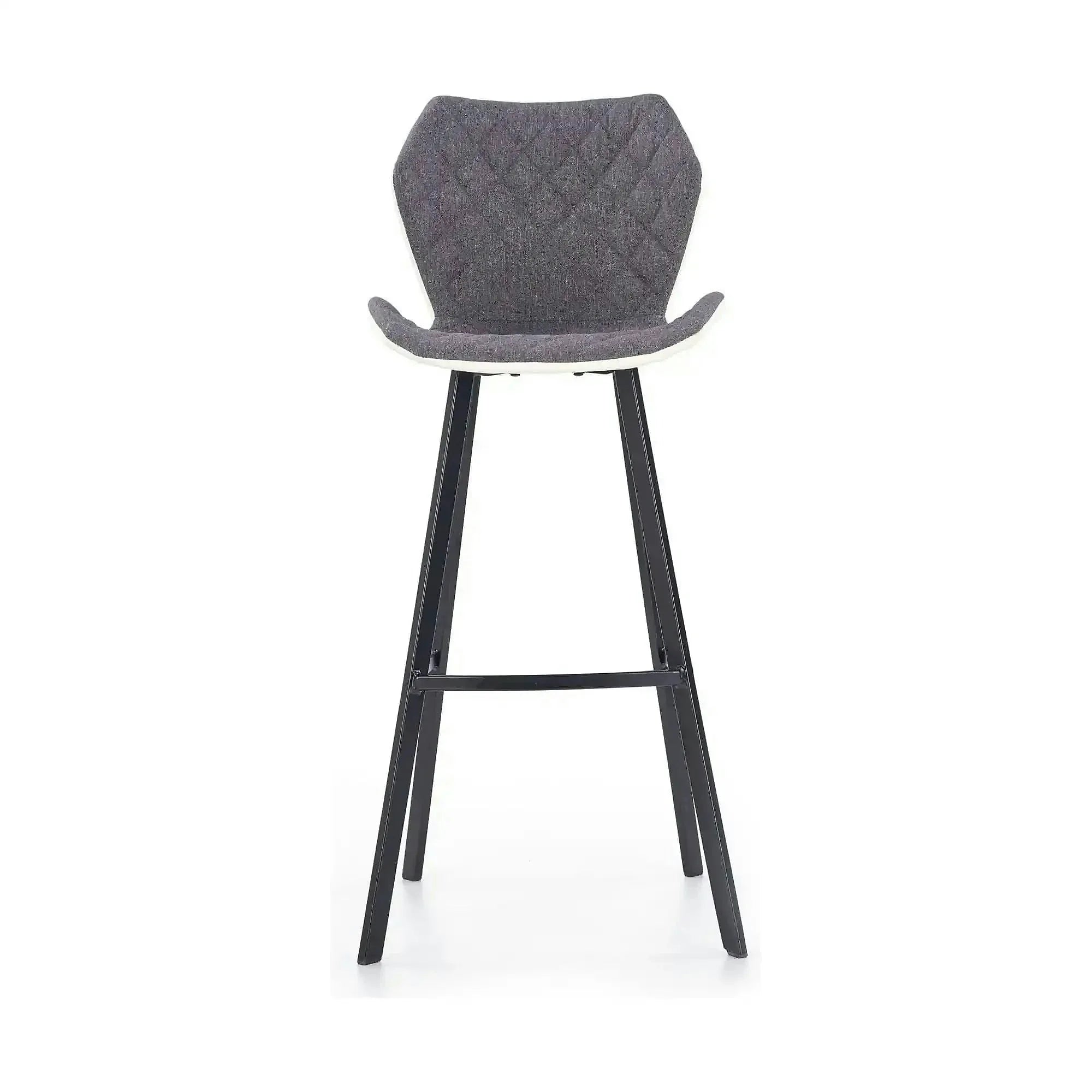 Scaun bar H83, gri/negru, stofa/piele ecologica/metal, 50x48x101 cm