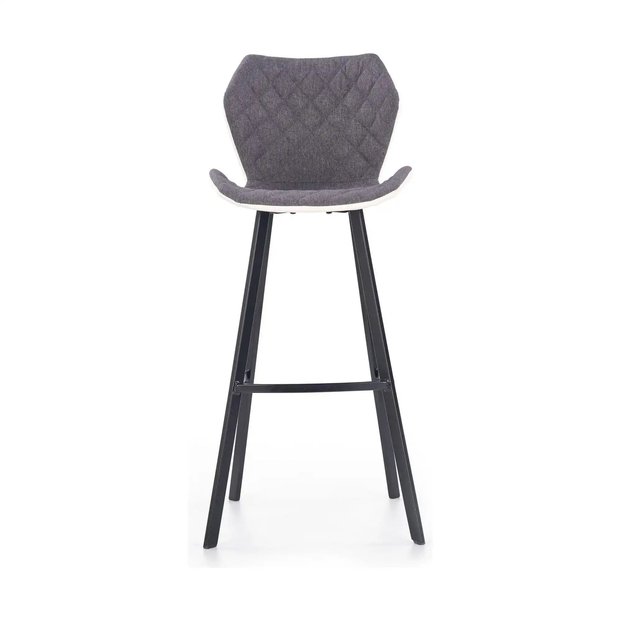 Scaun bar H83, gri/negru, stofa/piele ecologica/metal, 50x48x101 cm