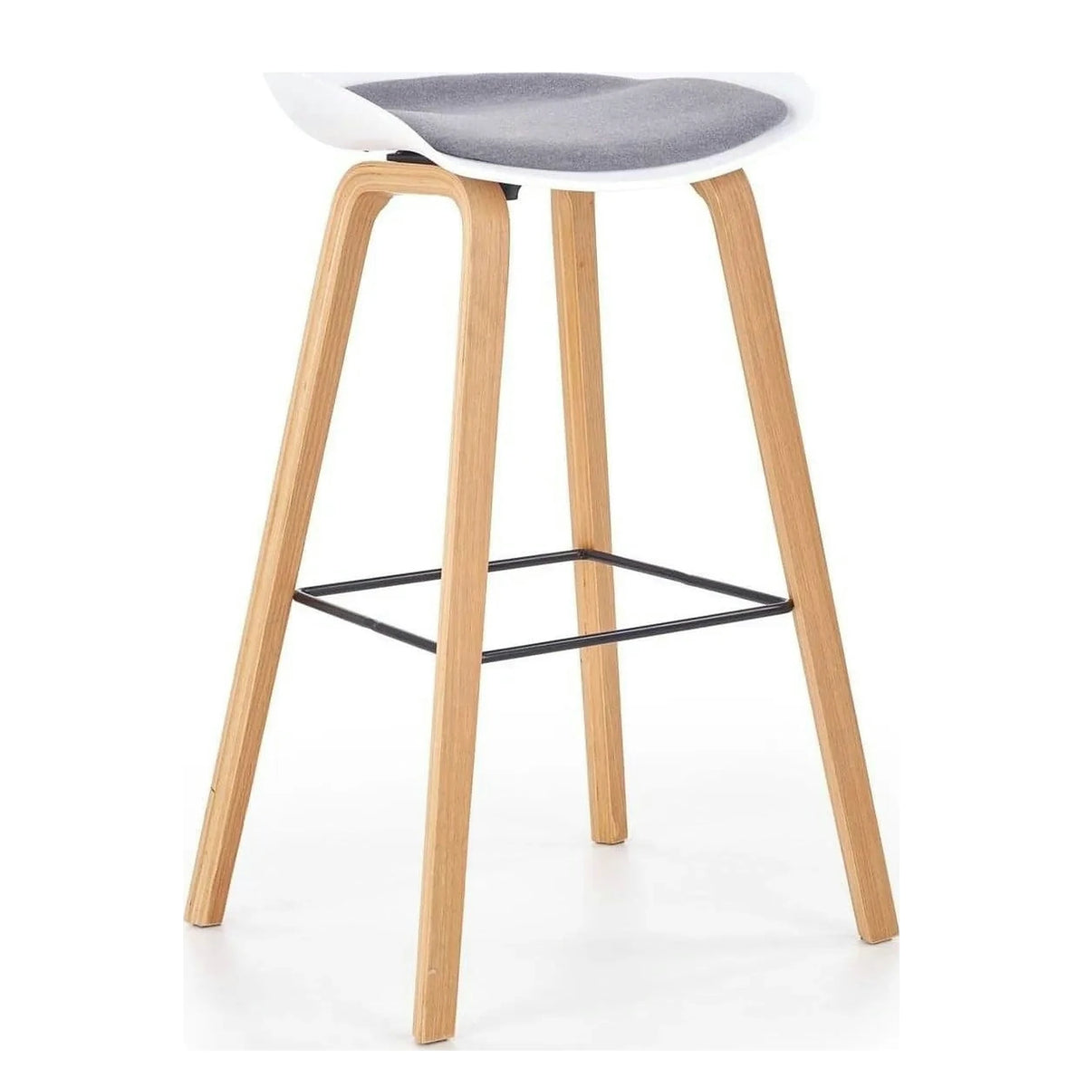 Scaun bar H86, gri/alb/stejar sonoma, stofa/plastic/lemn, 43x42x81 cm