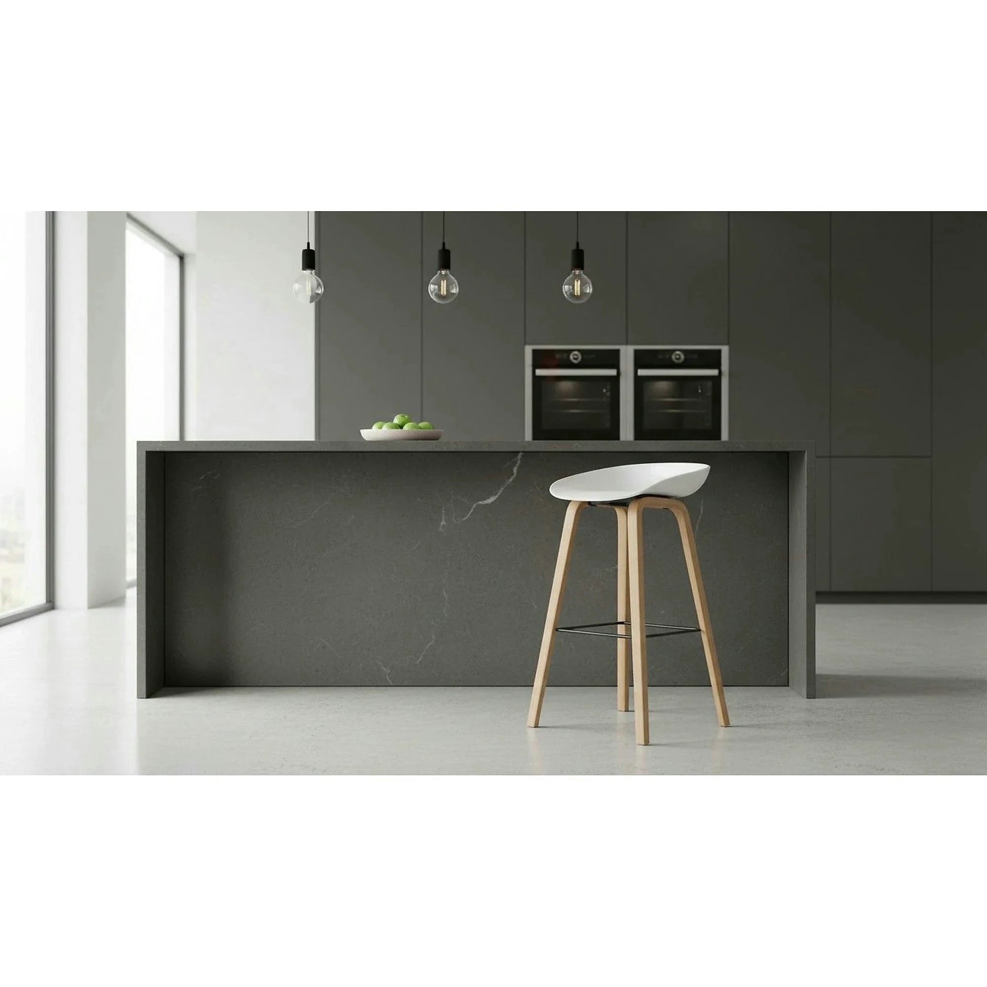 Scaun bar H86, gri/alb/stejar sonoma, stofa/plastic/lemn, 43x42x81 cm