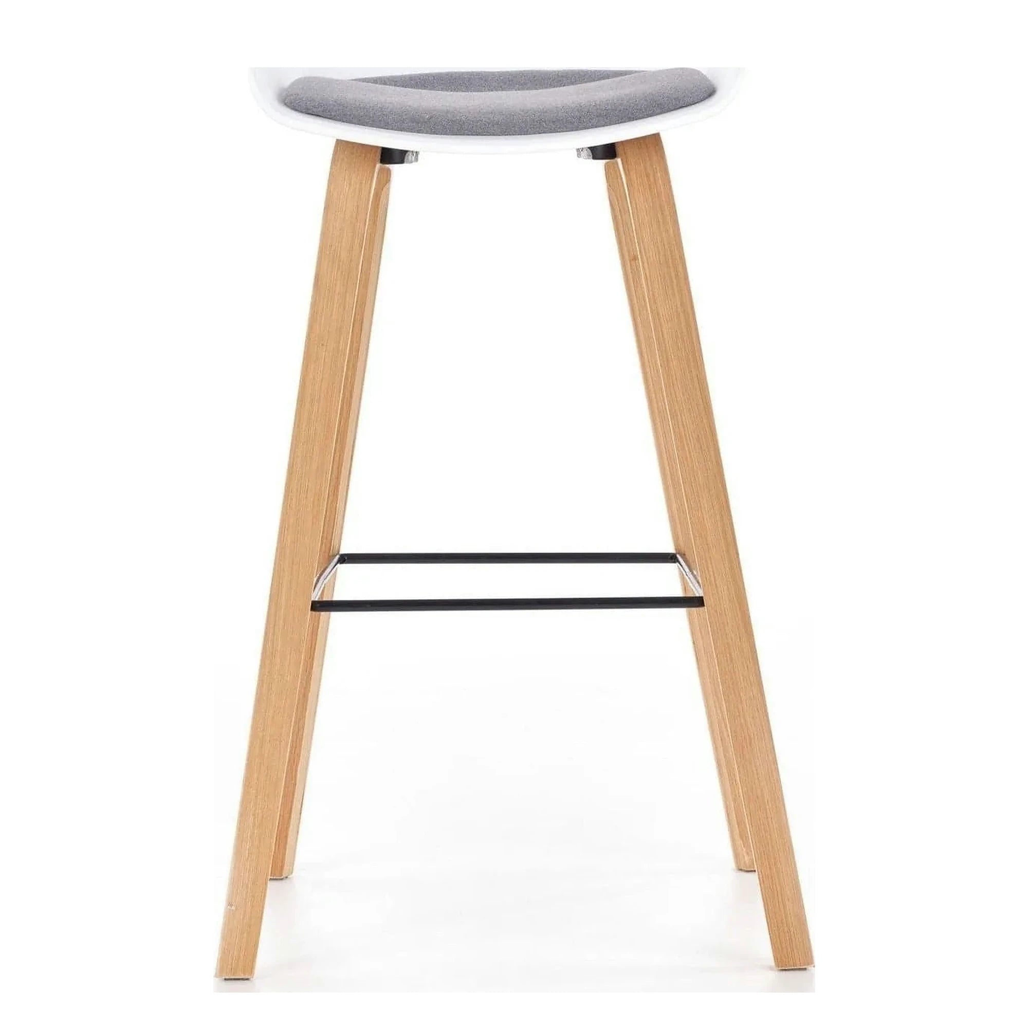 Scaun bar H86, gri/alb/stejar sonoma, stofa/plastic/lemn, 43x42x81 cm