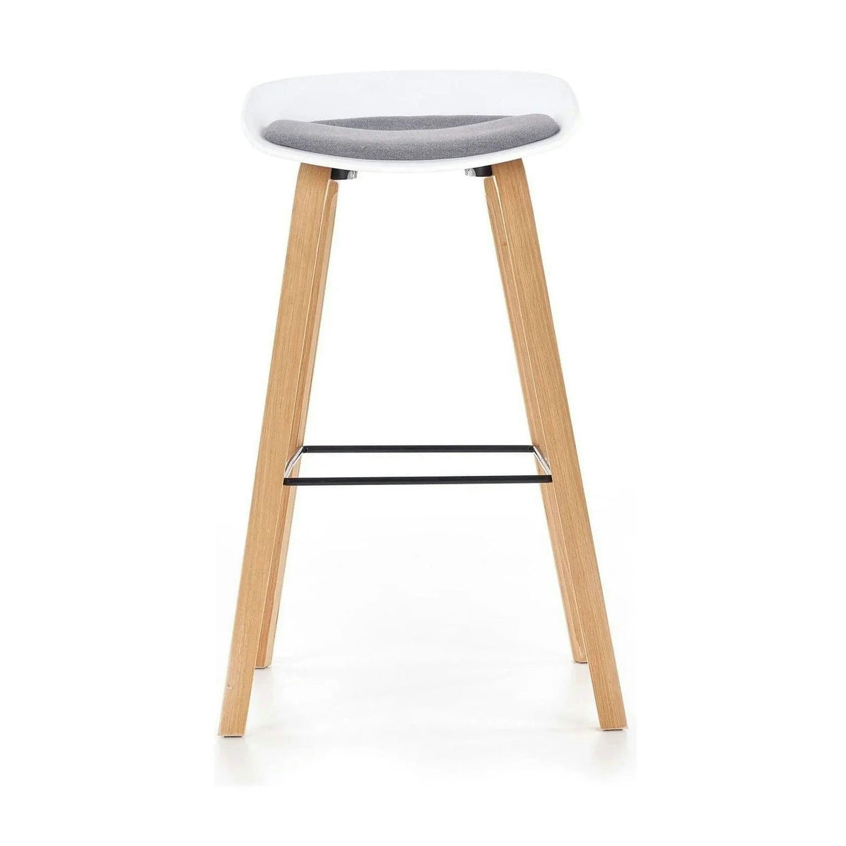 Scaun bar H86, gri/alb/stejar sonoma, stofa/plastic/lemn, 43x42x81 cm