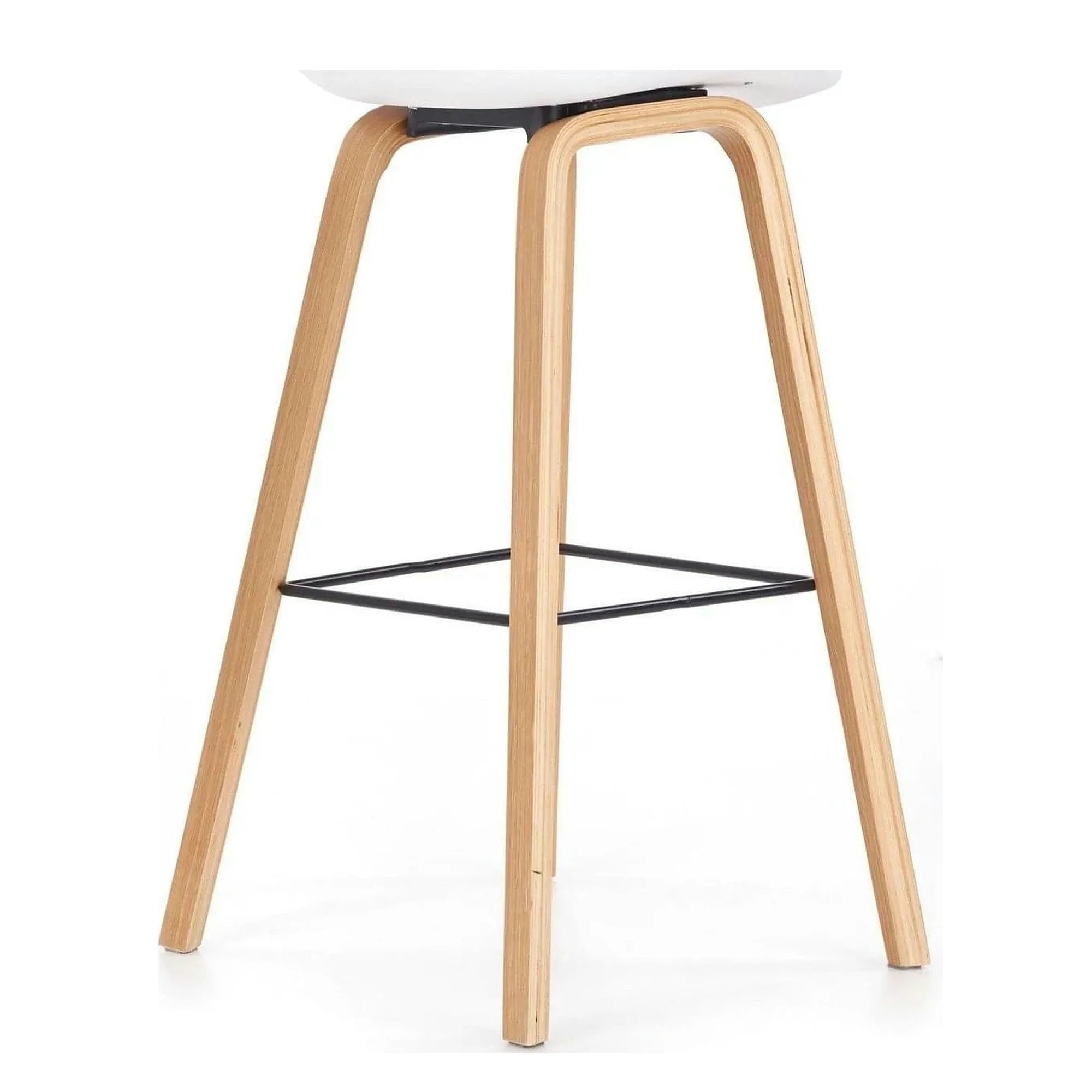 Scaun bar H86, gri/alb/stejar sonoma, stofa/plastic/lemn, 43x42x81 cm