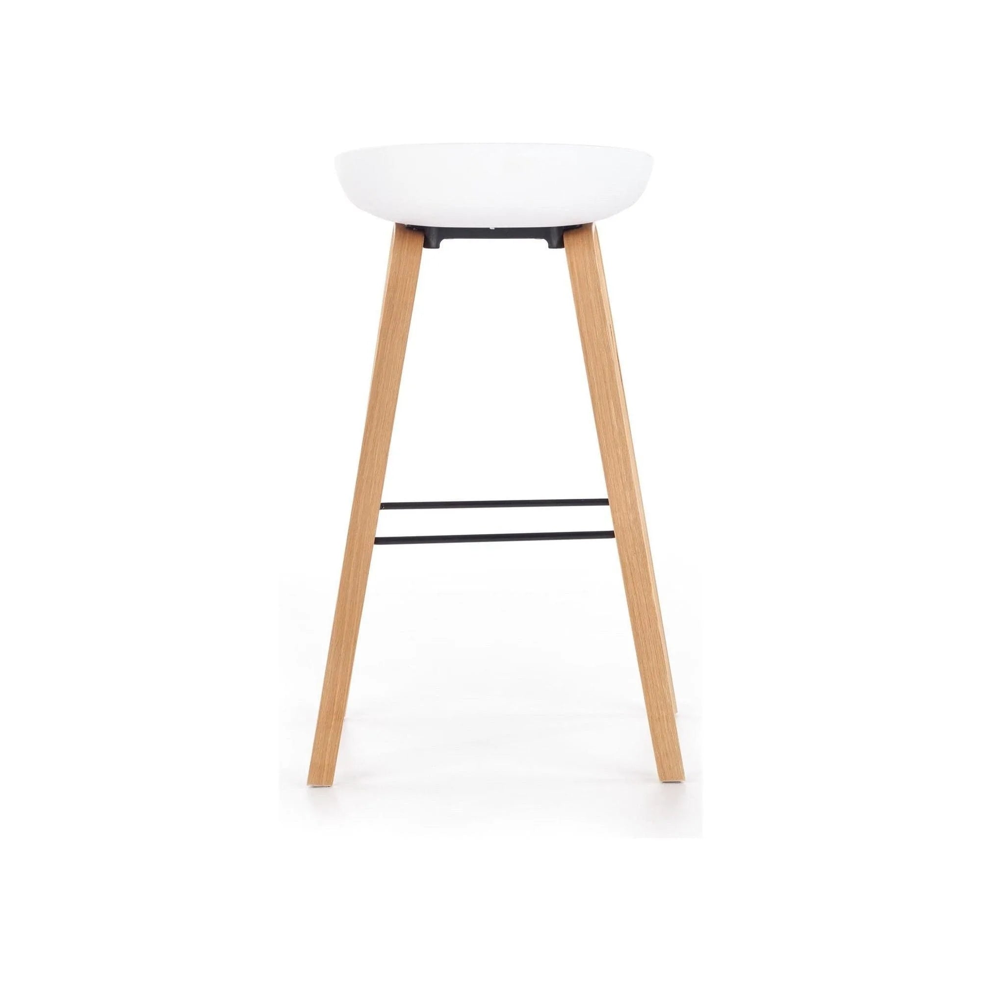 Scaun bar H86, gri/alb/stejar sonoma, stofa/plastic/lemn, 43x42x81 cm