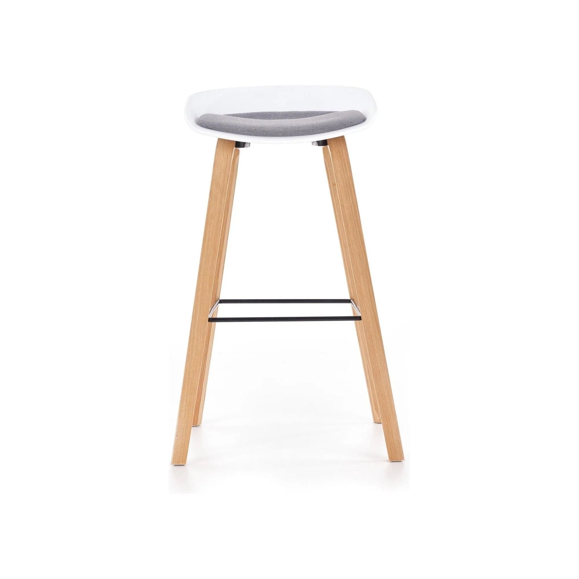 Scaun bar H86, gri/alb/stejar sonoma, stofa/plastic/lemn, 43x42x81 cm