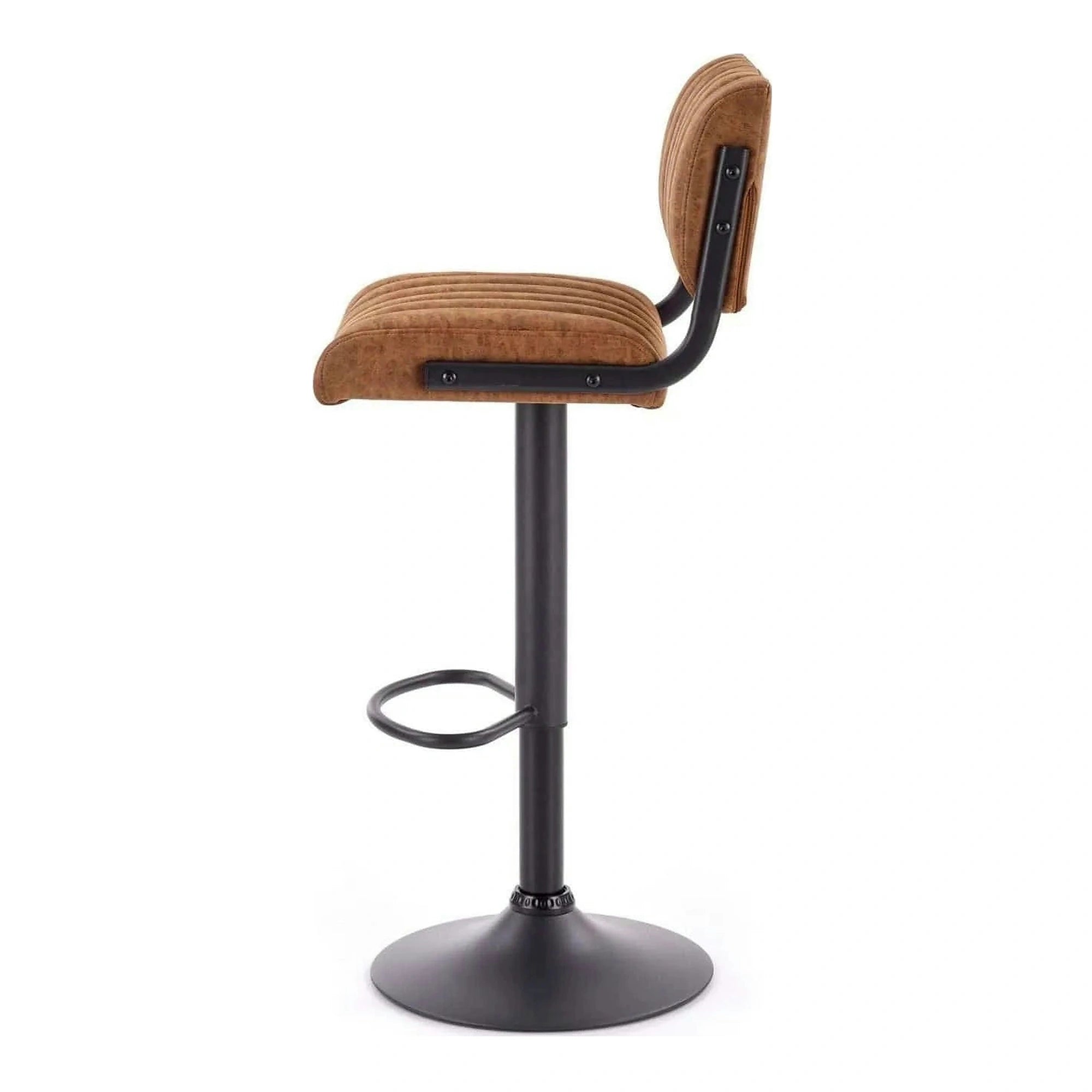 Scaun bar H88, maro/negru, piele ecologica/otel, 39x46x89/109 cm