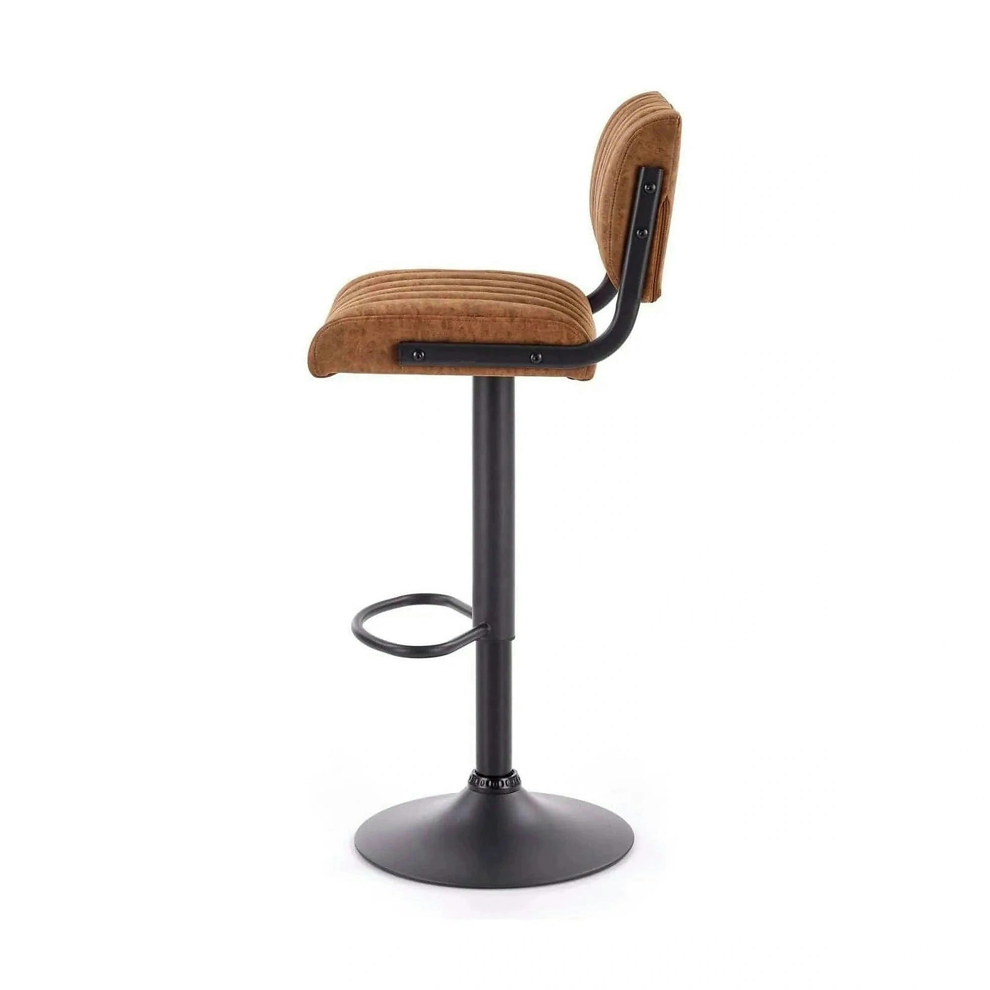 Scaun bar H88, maro/negru, piele ecologica/otel, 39x46x89/109 cm