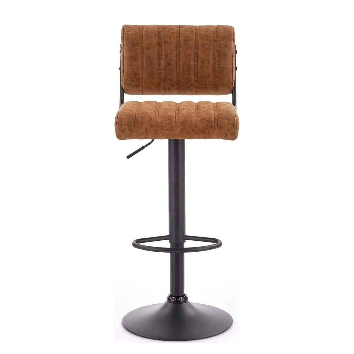 Scaun bar H88, maro/negru, piele ecologica/otel, 39x46x89/109 cm