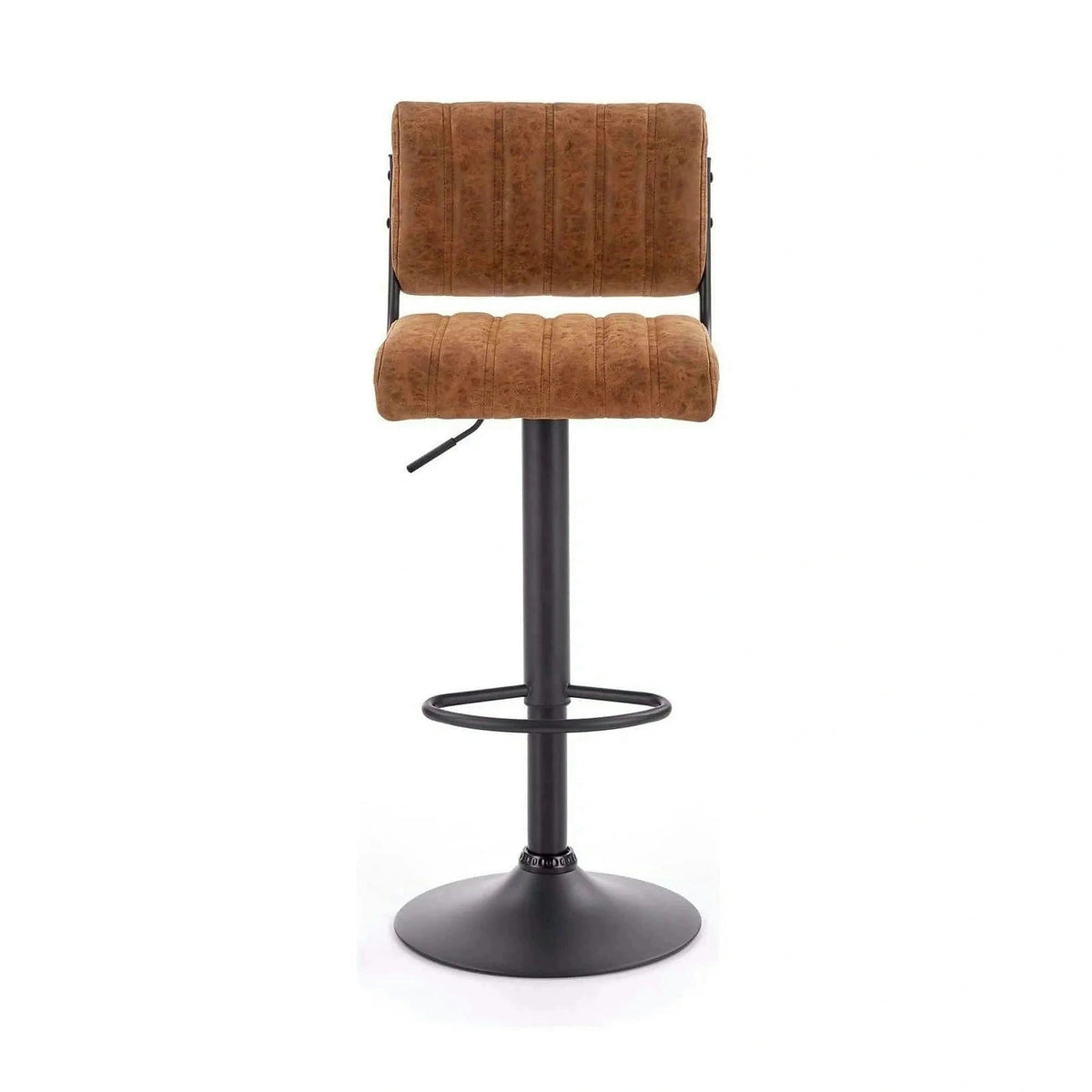 Scaun bar H88, maro/negru, piele ecologica/otel, 39x46x89/109 cm