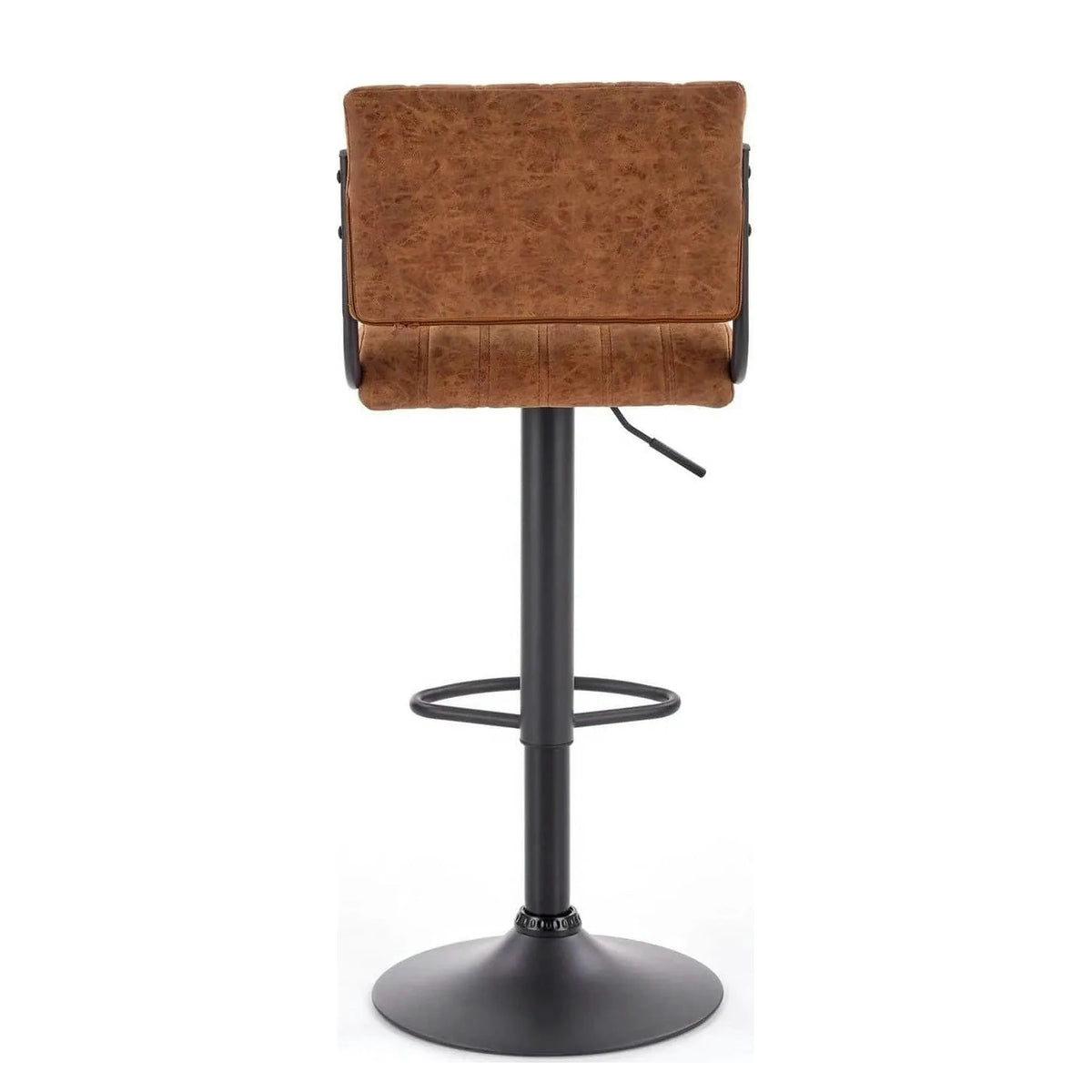 Scaun bar H88, maro/negru, piele ecologica/otel, 39x46x89/109 cm