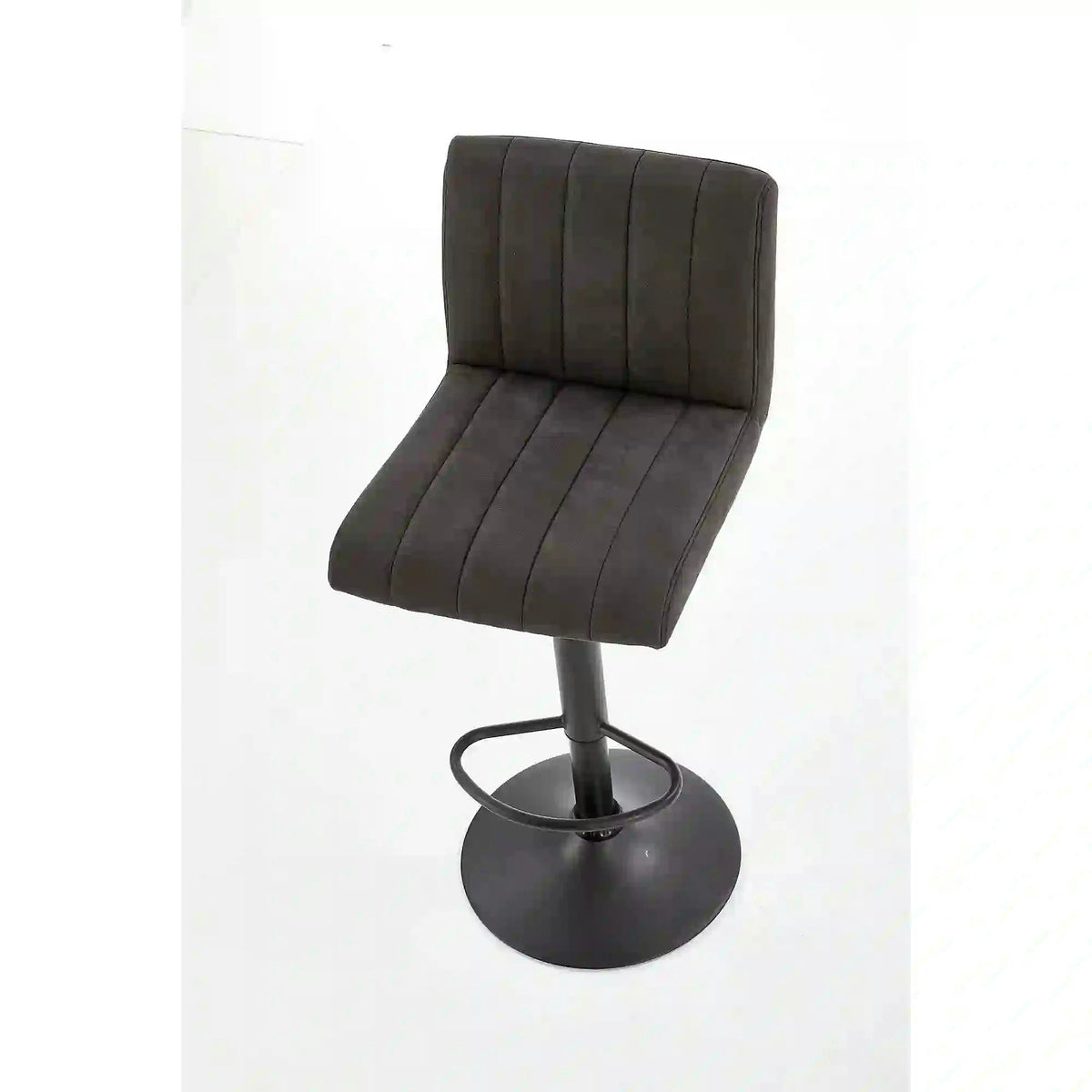 Scaun bar H89, gri inchis, piele ecologica/otel, 41x48x88/108 cm
