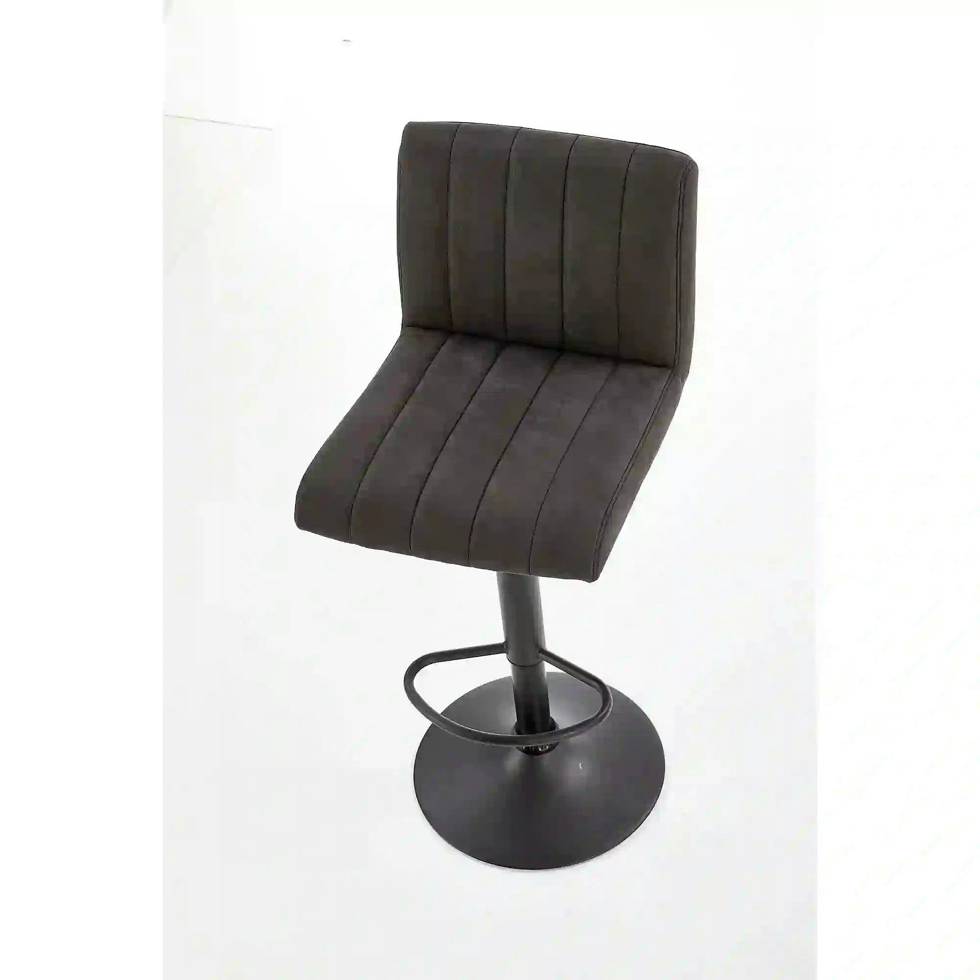 Scaun bar H89, gri inchis, piele ecologica/otel, 41x48x88/108 cm