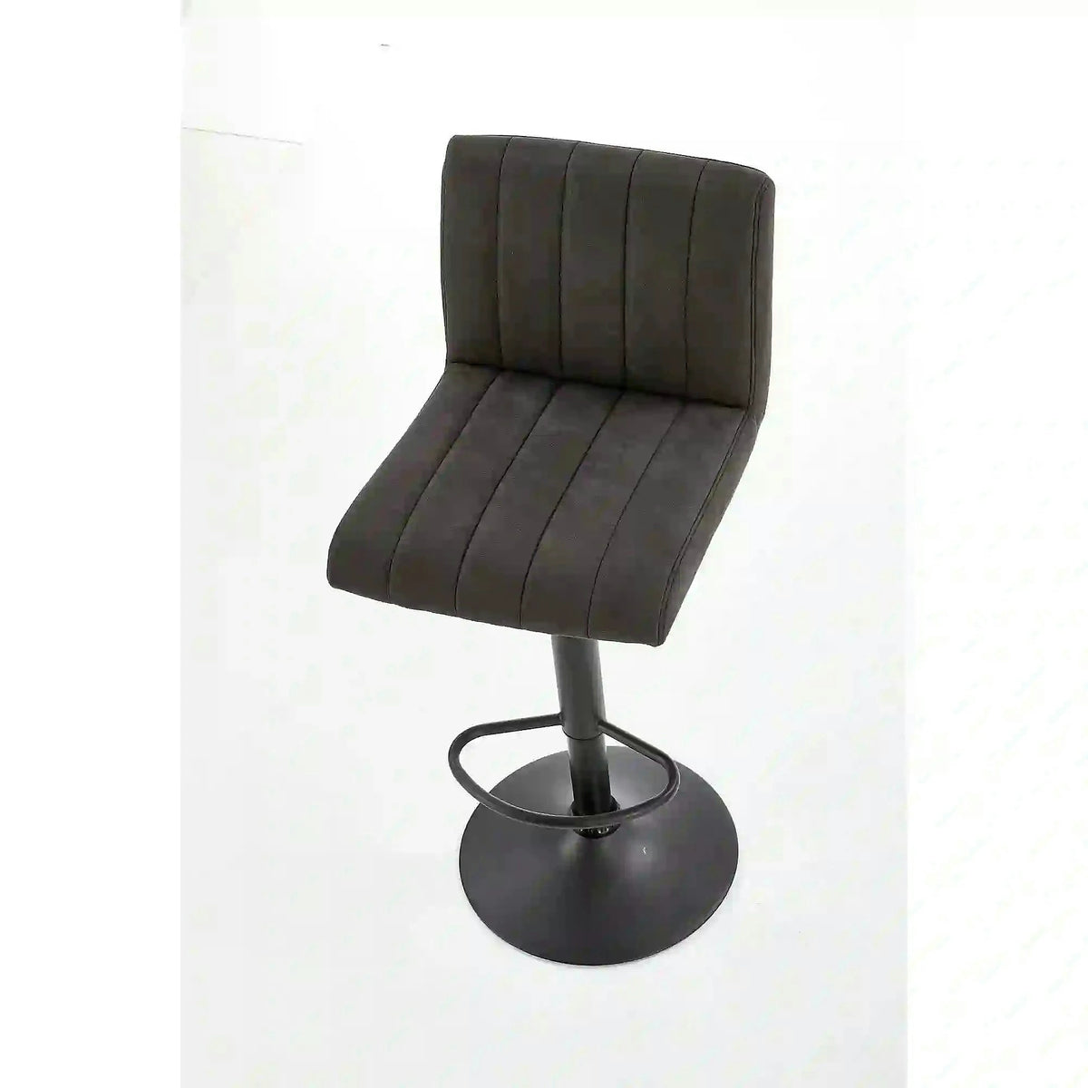 Scaun bar H89, gri inchis, piele ecologica/otel, 41x48x88/108 cm