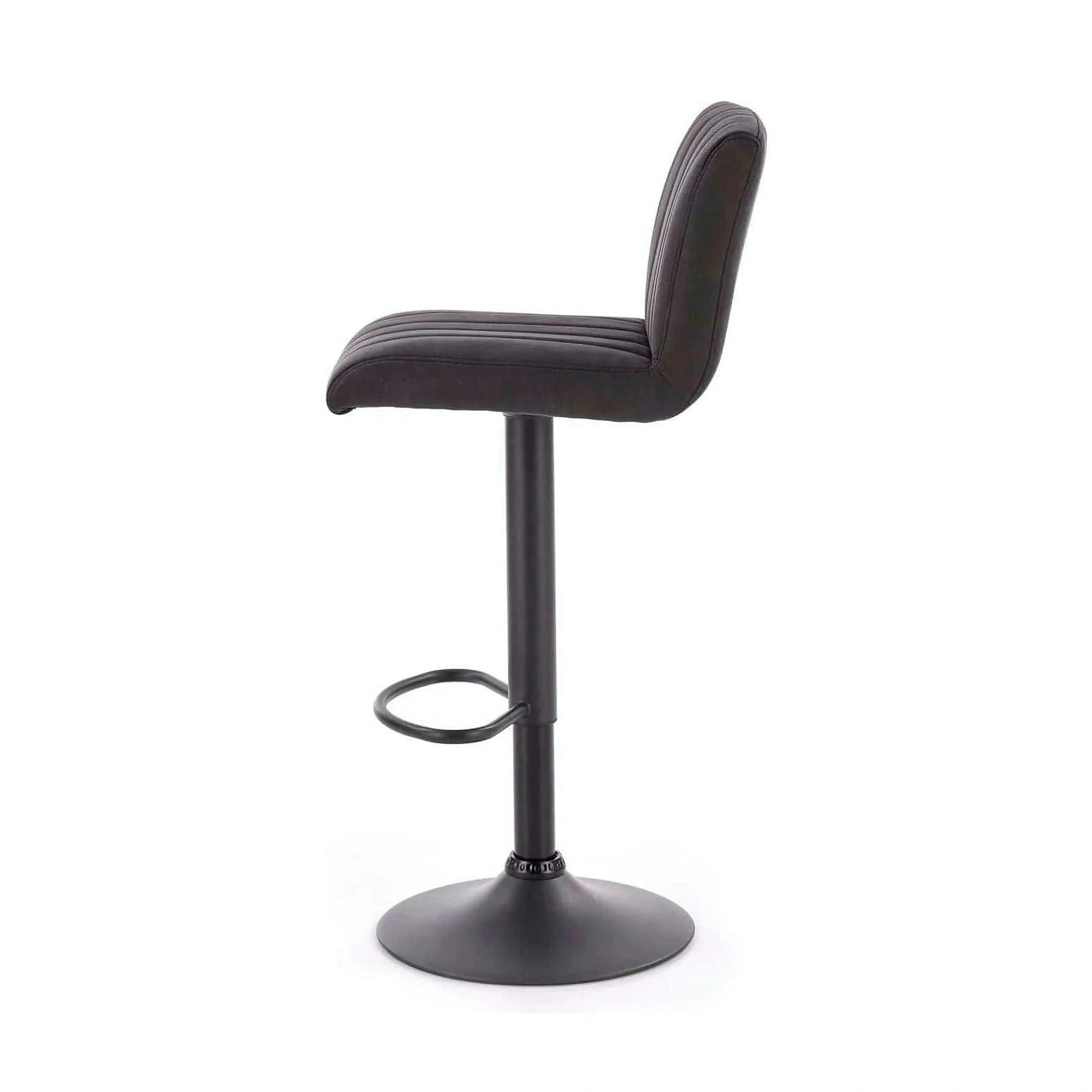Scaun bar H89, gri inchis, piele ecologica/otel, 41x48x88/108 cm