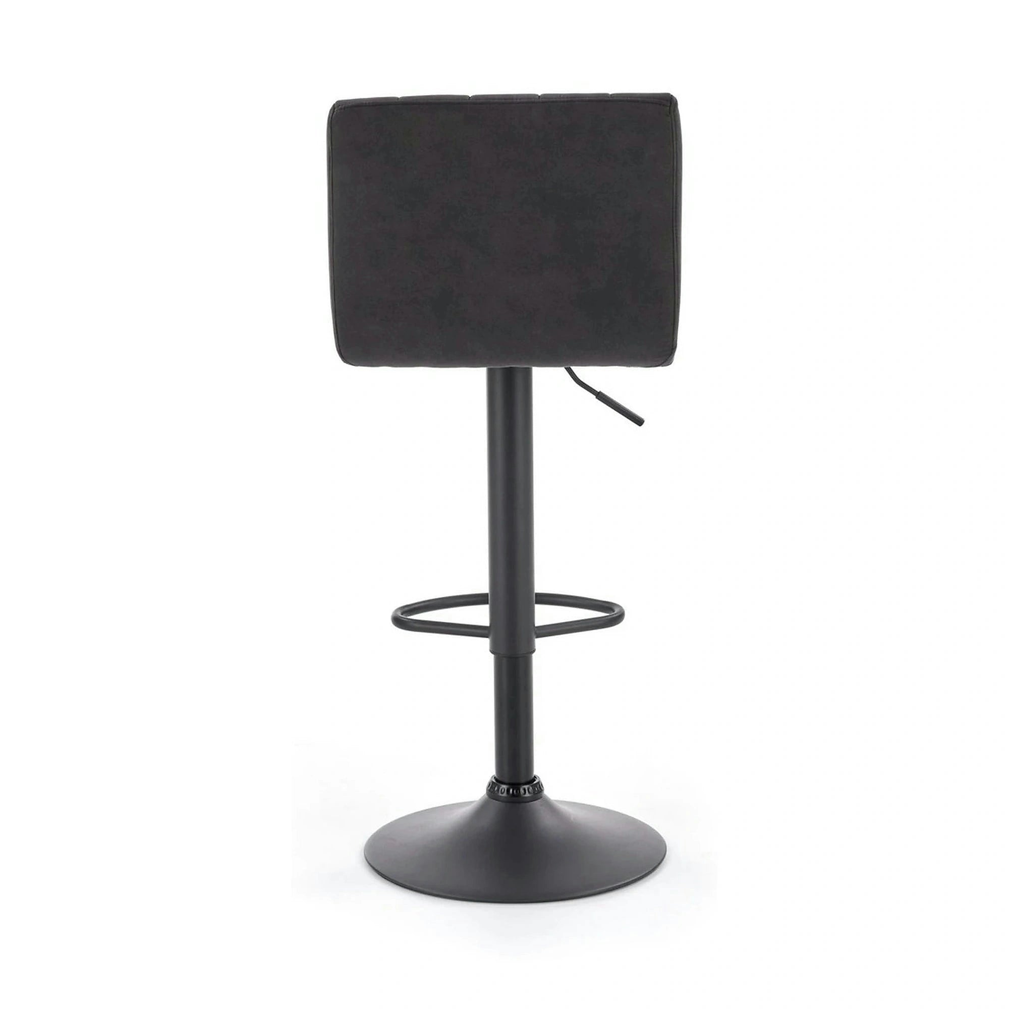 Scaun bar H89, gri inchis, piele ecologica/otel, 41x48x88/108 cm