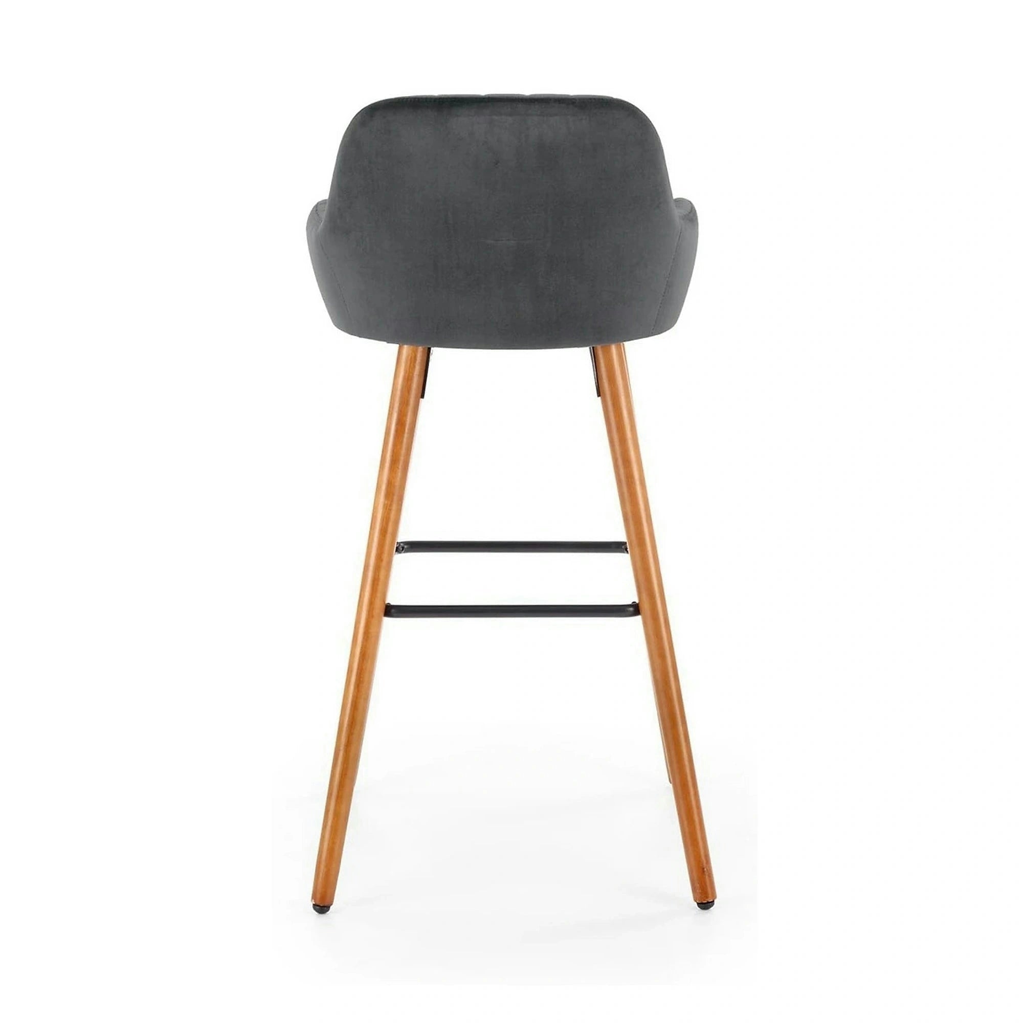 Scaun bar H93, gri inchis/nuc, stofa/lemn, 47x49x98 cm