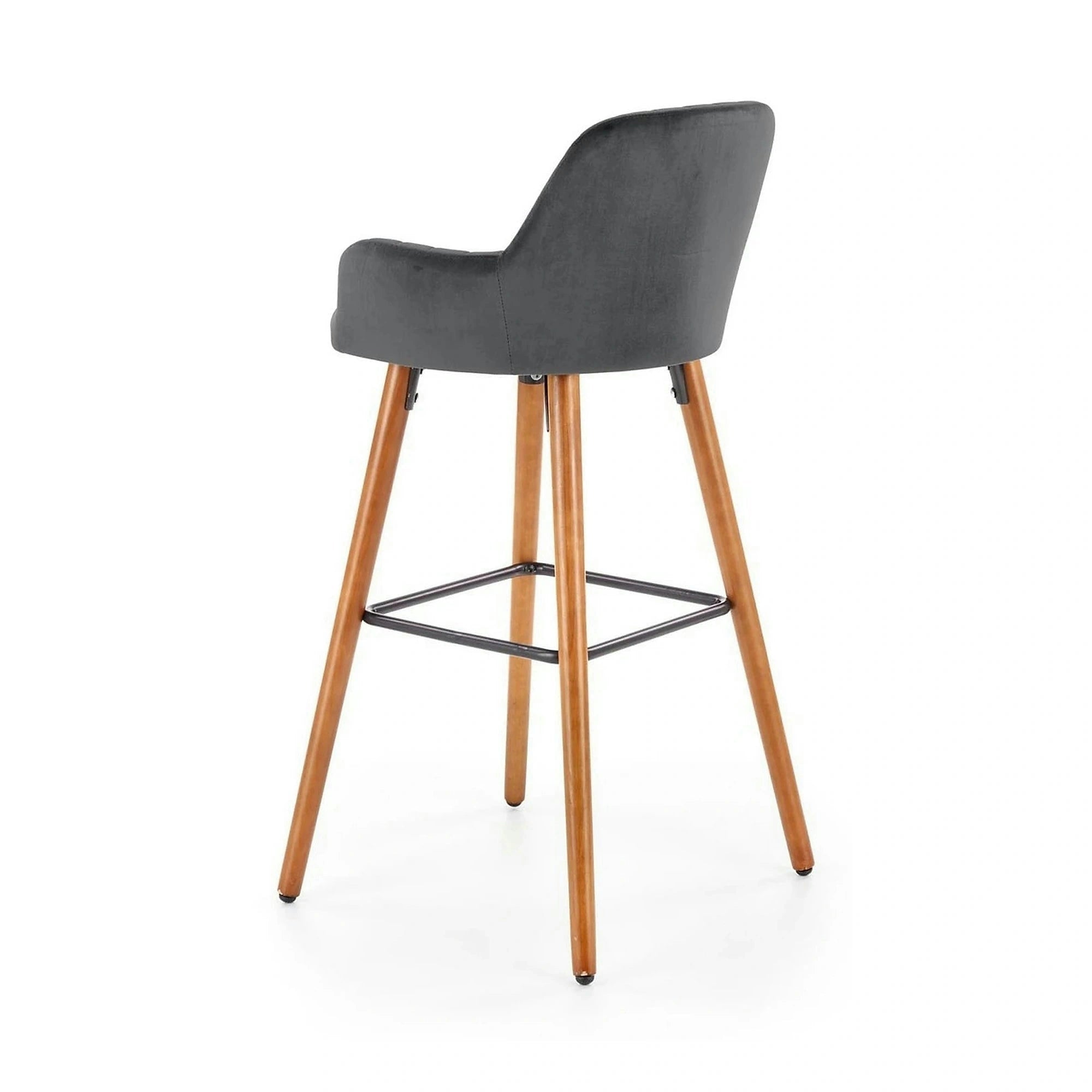 Scaun bar H93, gri inchis/nuc, stofa/lemn, 47x49x98 cm