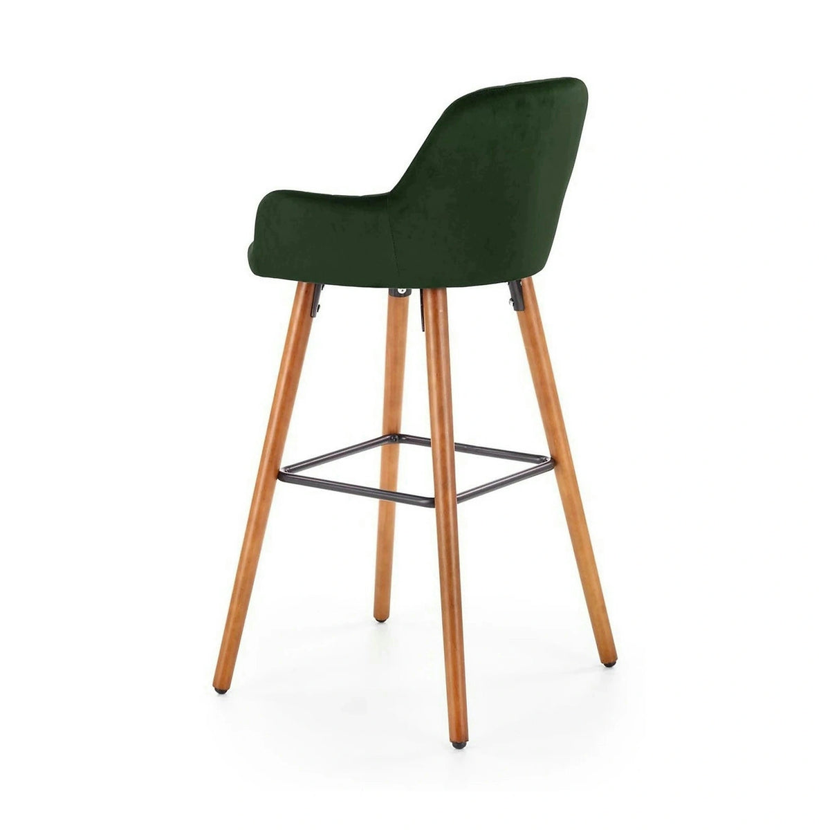 Scaun bar H93, verde inchis/nuc, stofa/lemn, 47x49x98 cm