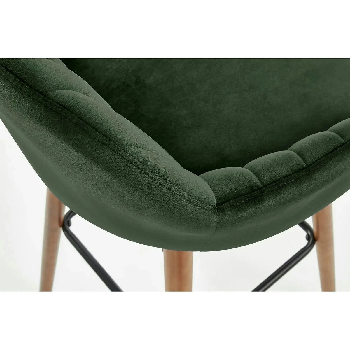 Scaun bar H93, verde inchis/nuc, stofa/lemn, 47x49x98 cm