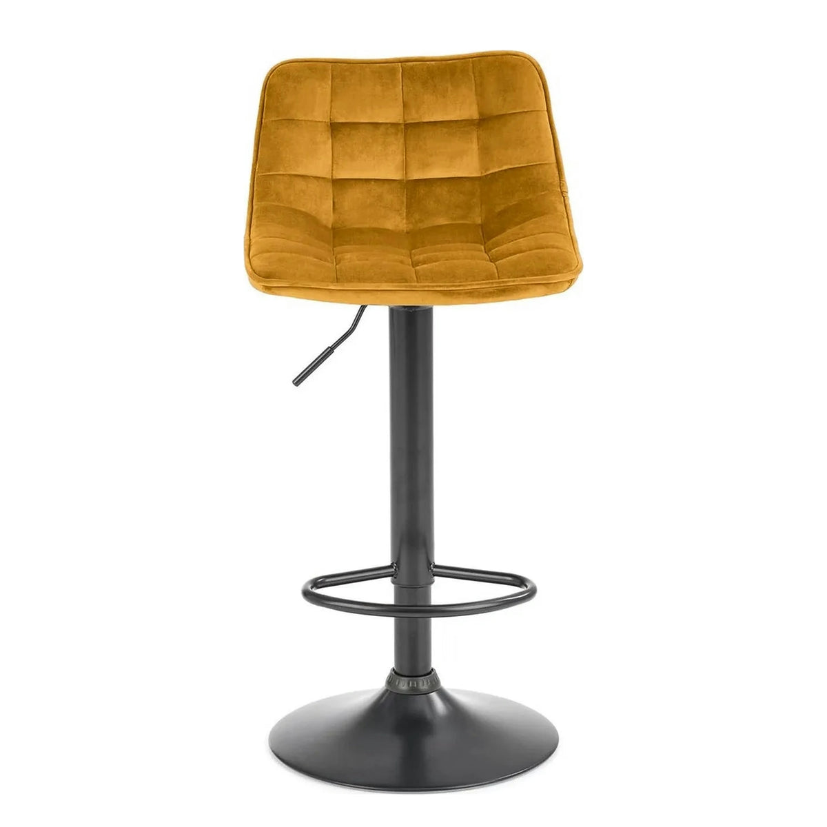 Scaun bar H95, galben mustar - Bluvel 68/negru, stofa catifelata/metal, 43x44x84/106 cm