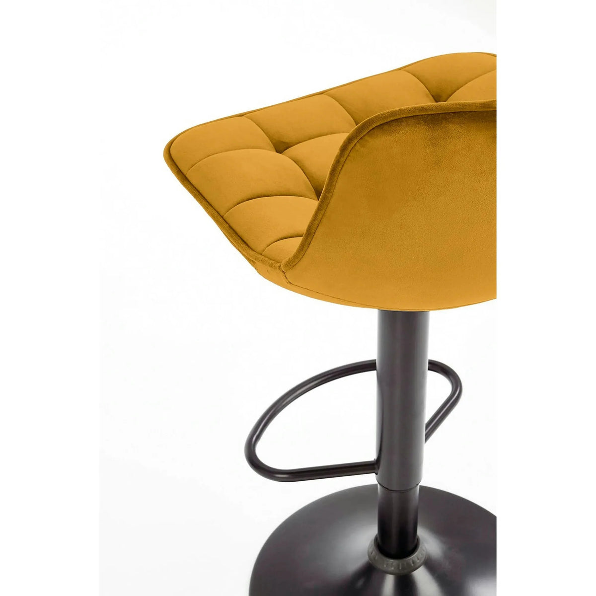 Scaun bar H95, galben mustar - Bluvel 68/negru, stofa catifelata/metal, 43x44x84/106 cm