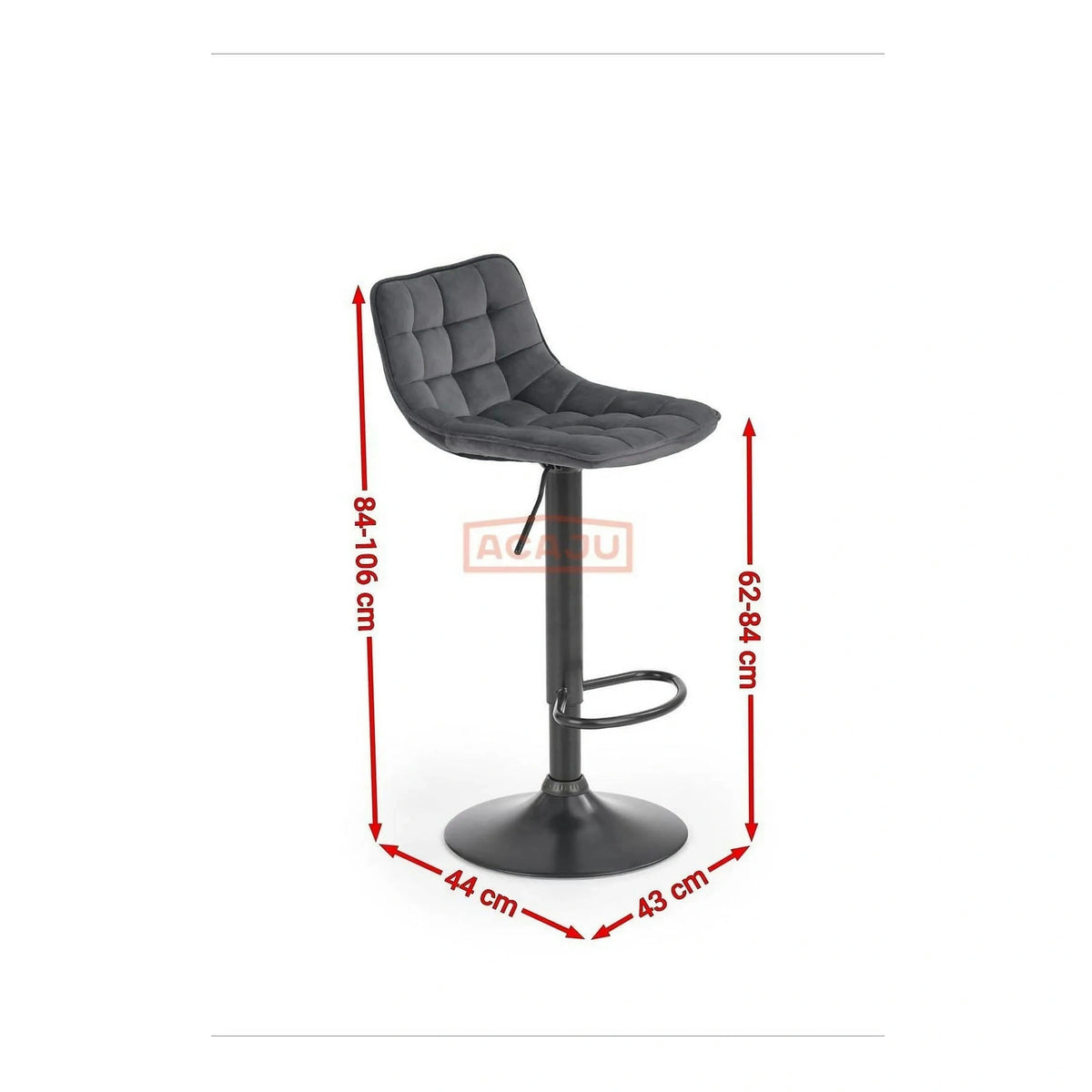 Scaun bar H95, verde inchis/gri inchis, stofa/otel, 43x44x84/106 cm