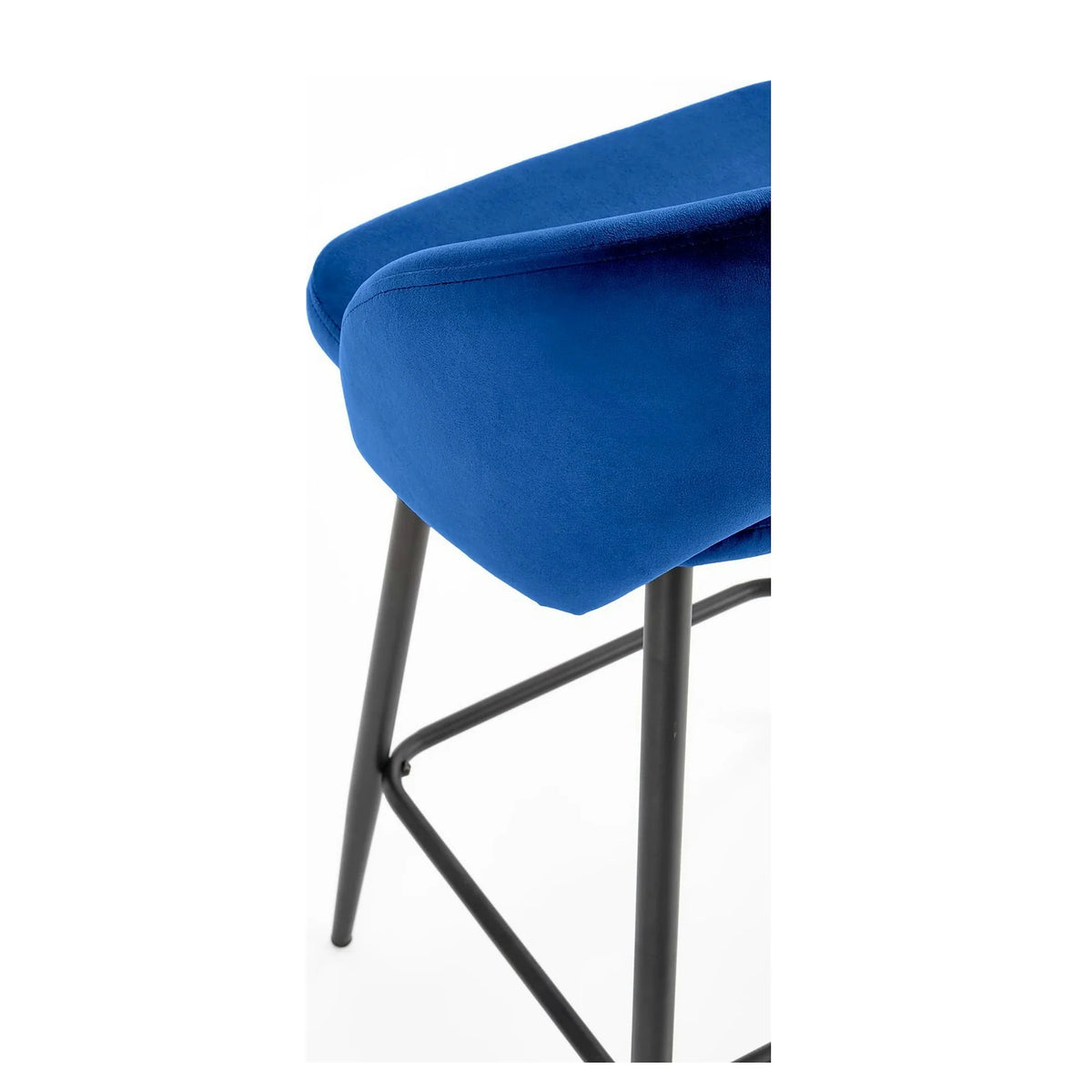 Scaun bar H96, albastru inchis/negru, stofa/otel, 48x49x89 cm