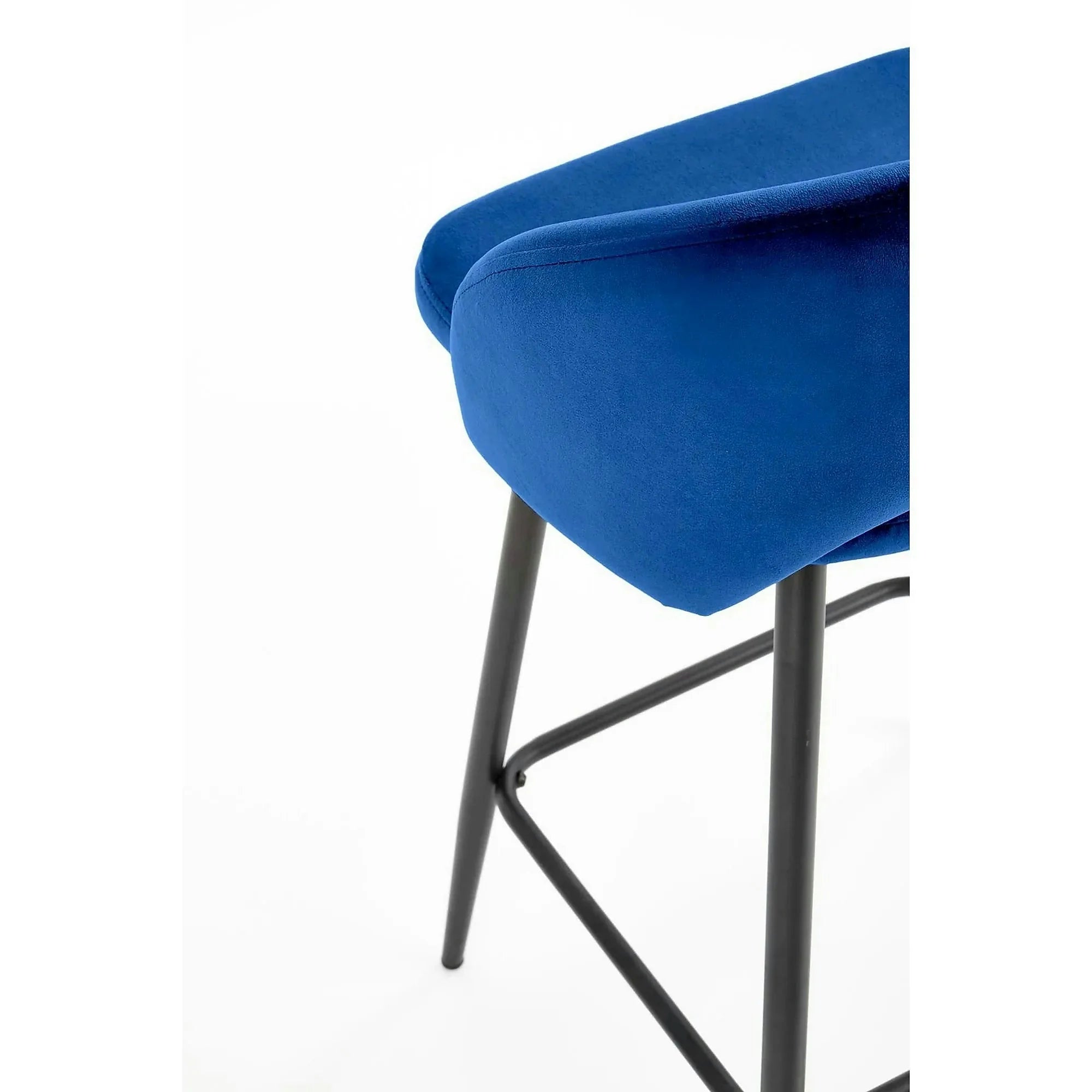 Scaun bar H96, albastru inchis/negru, stofa/otel, 48x49x89 cm