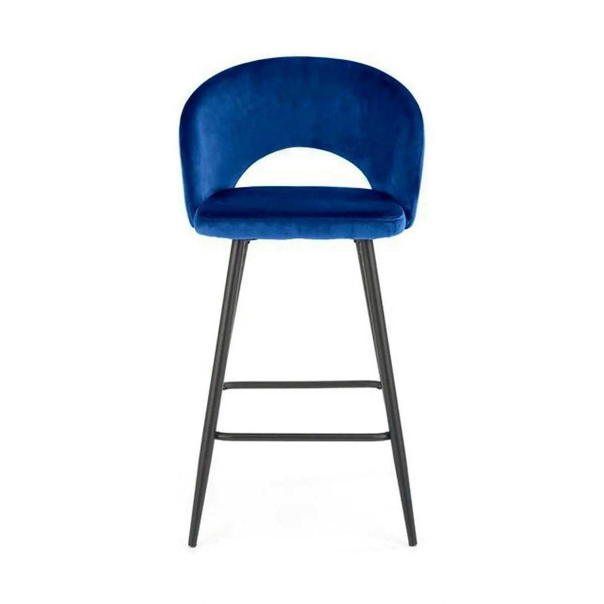 Scaun bar H96, albastru inchis/negru, stofa/otel, 48x49x89 cm