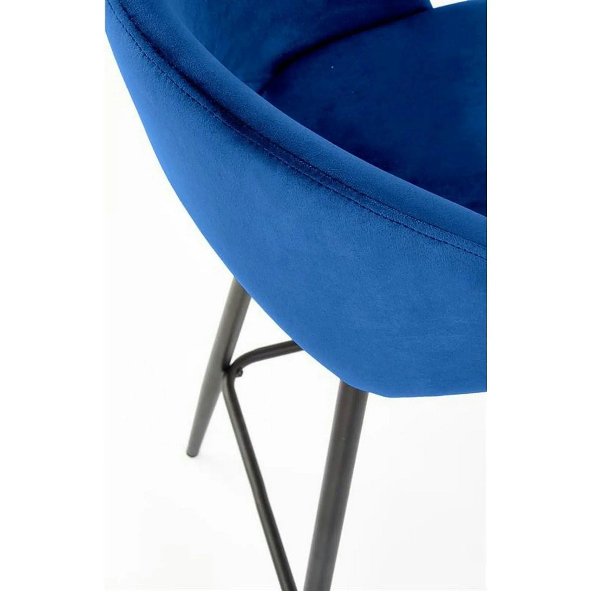 Scaun bar H96, albastru inchis/negru, stofa/otel, 48x49x89 cm