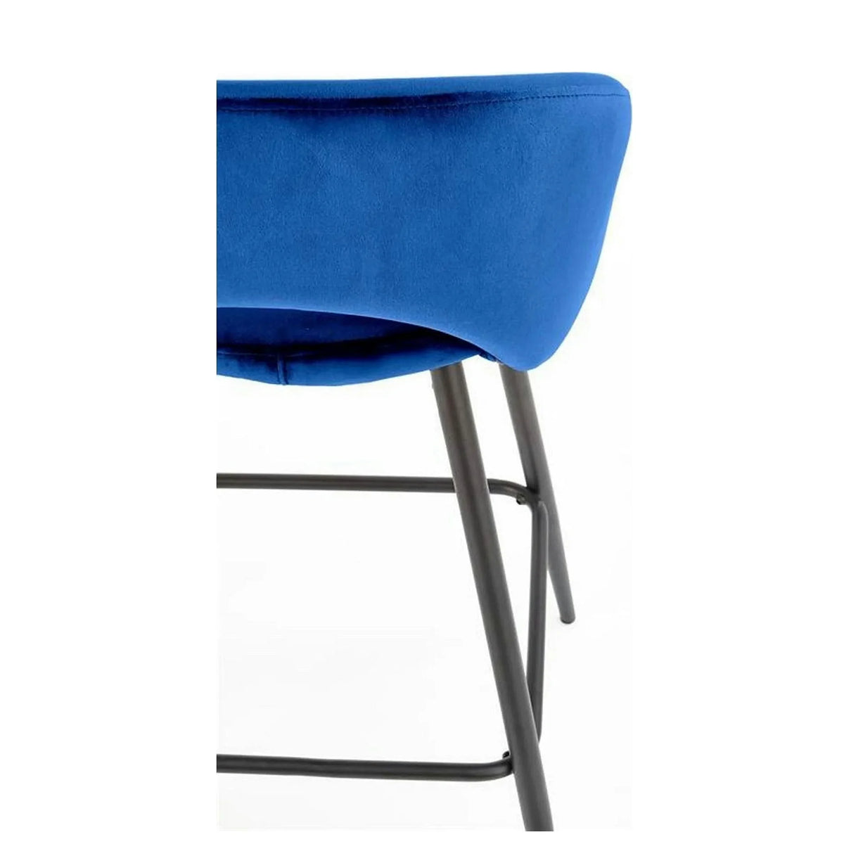 Scaun bar H96, albastru inchis/negru, stofa/otel, 48x49x89 cm