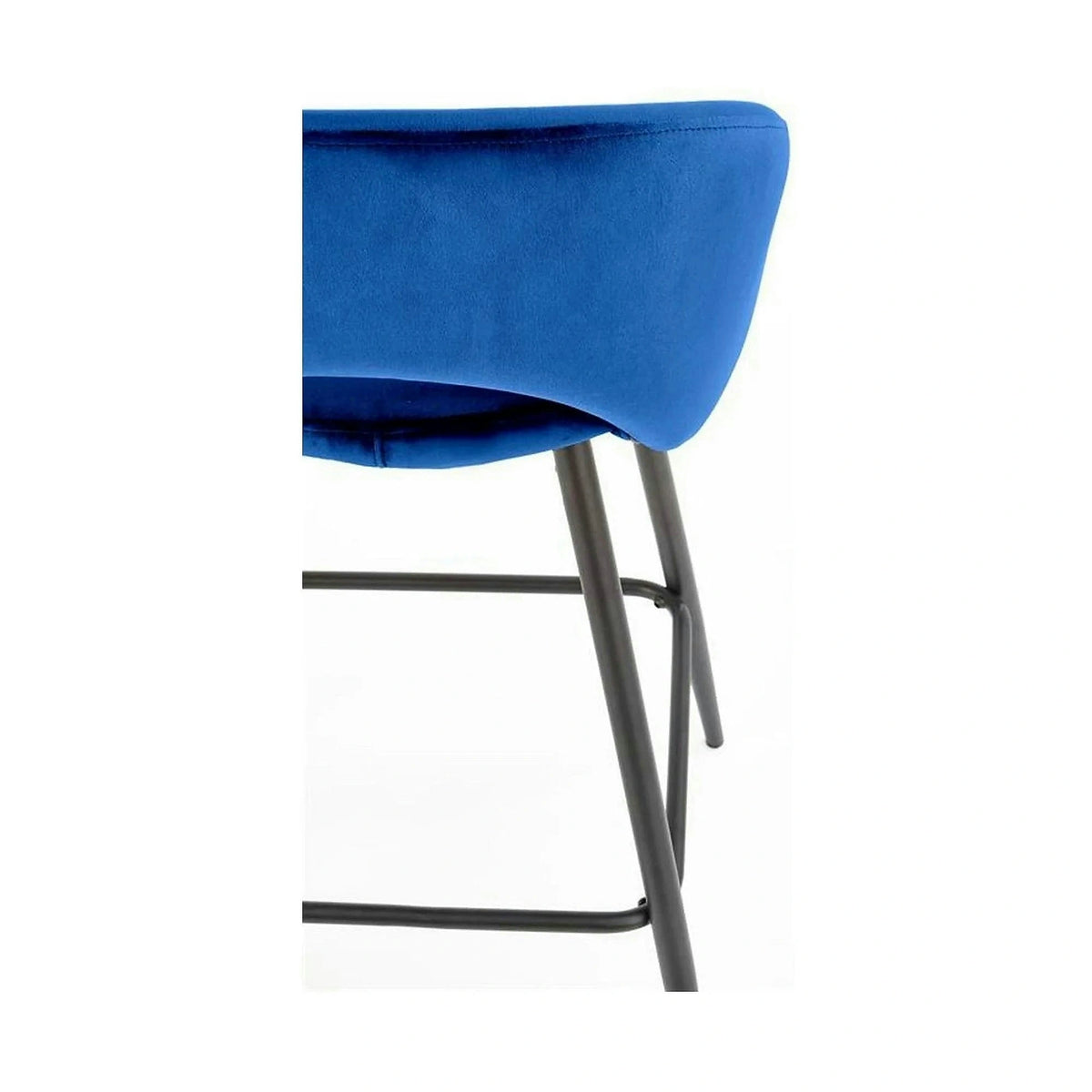 Scaun bar H96, albastru inchis/negru, stofa/otel, 48x49x89 cm